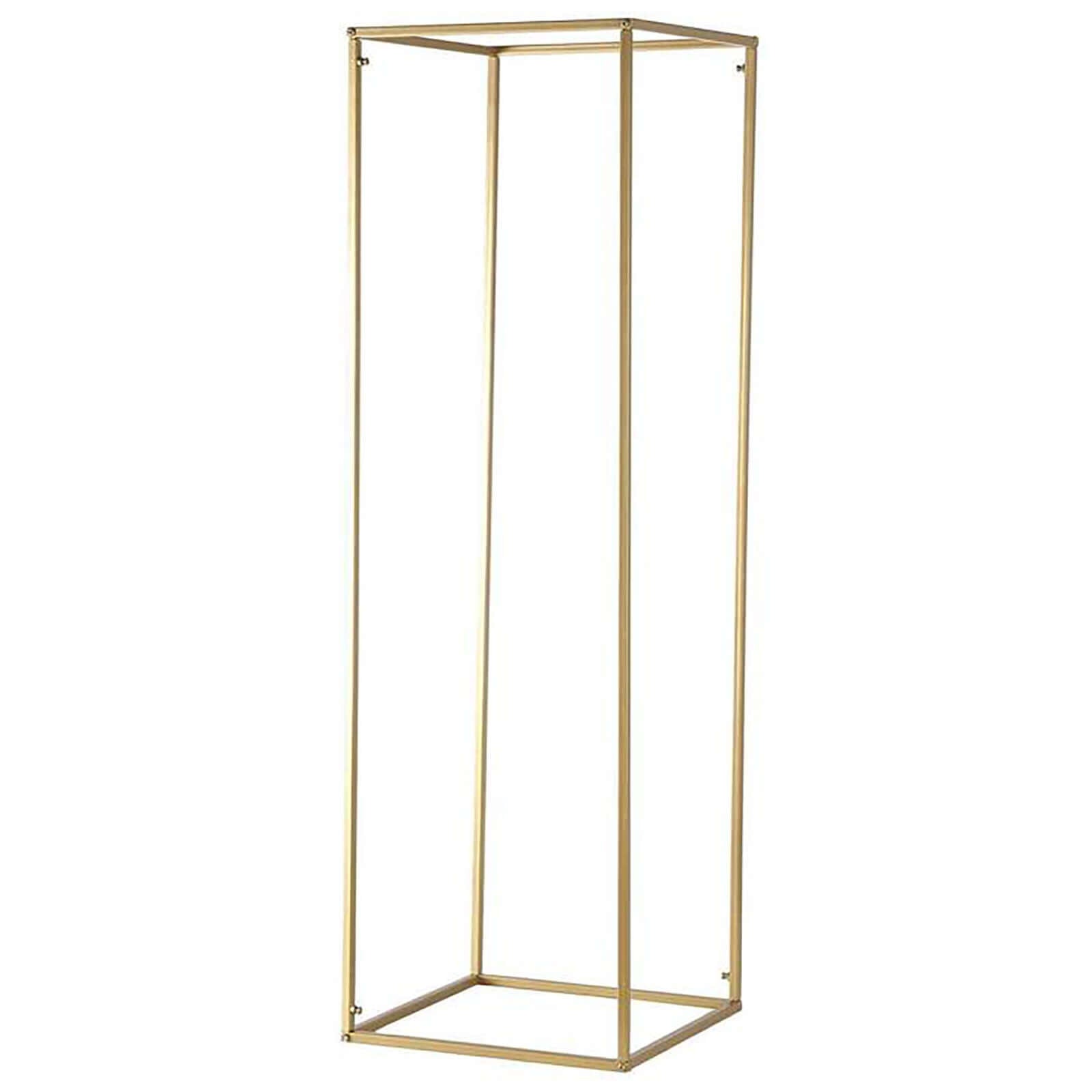 2-Pack Matte Gold Metal Rectangular Geometric Column Flower Stand for Elegant Arrangements