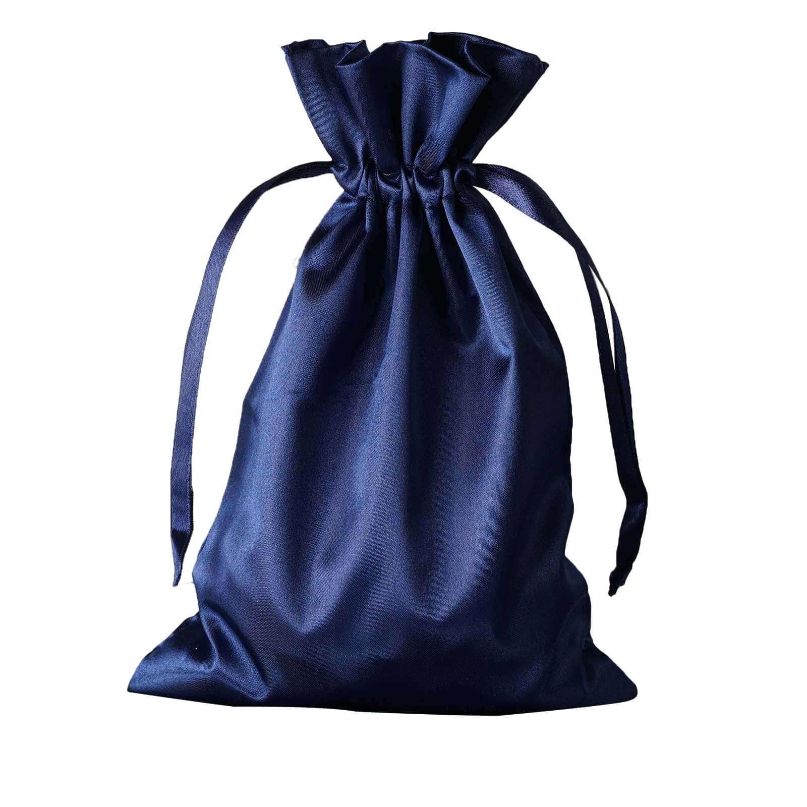 12-Pack 6x9 Navy Blue Satin Drawstring Wedding Favor Gift Bags