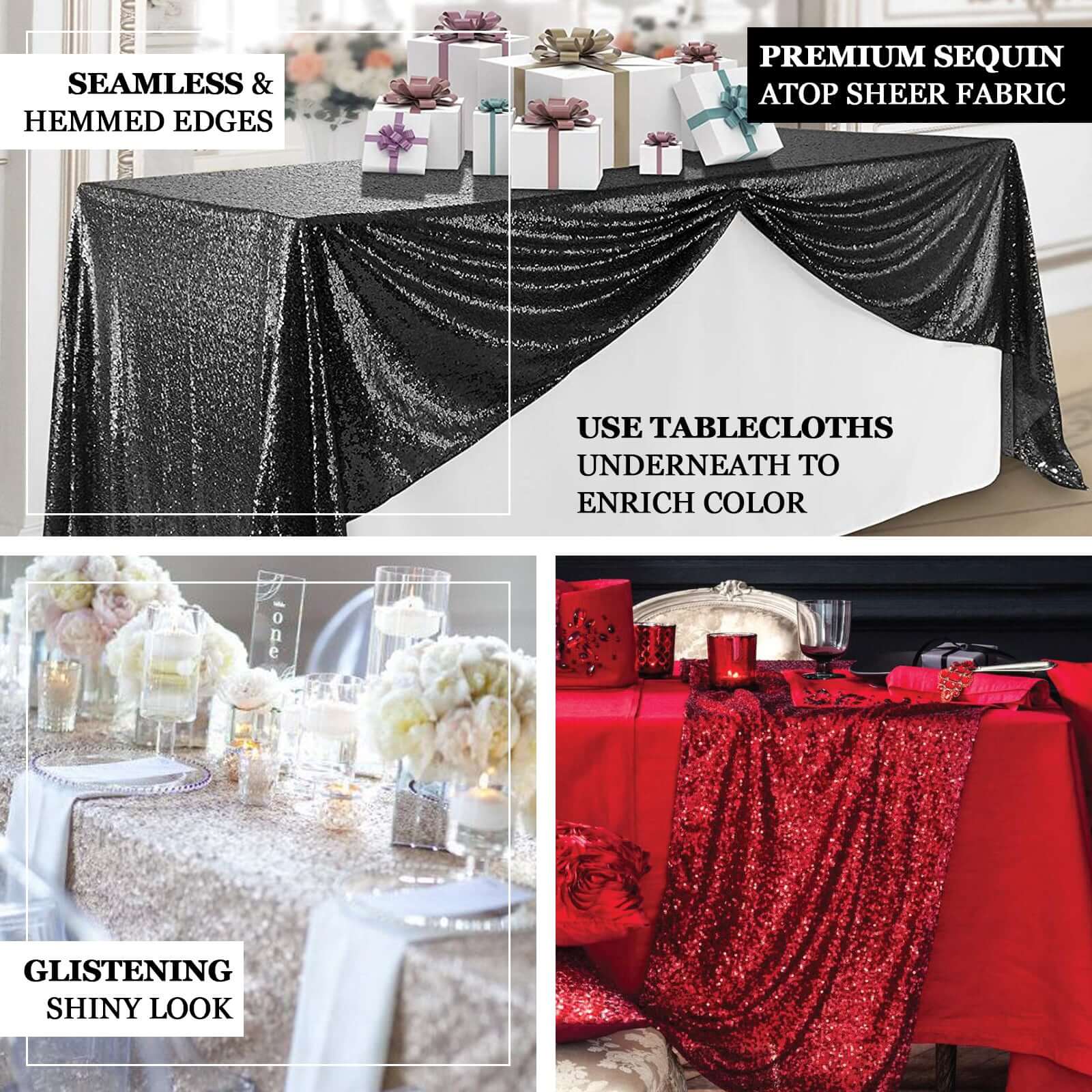 Hot Deal! Fuchsia Sequin Rectangle Tablecloth (90x156) for Stunning Event Decor