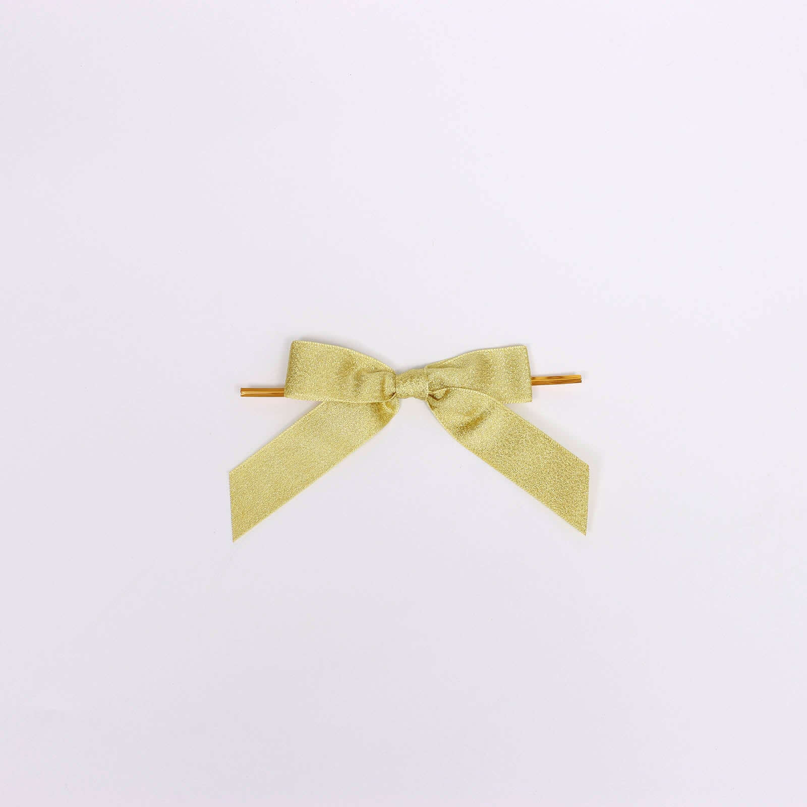 Hot Sale! 50 Pieces of 4-Inch Gold Glitter Nylon Ribbon Bows with Twist Ties for Gift Decor
