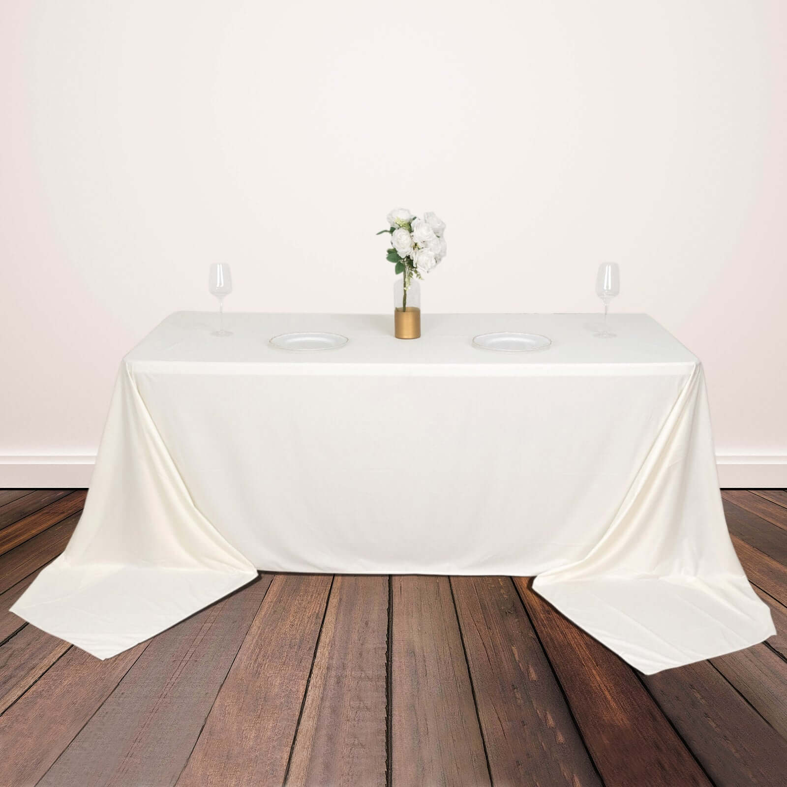 Ivory Premium Scuba 90x156 Wrinkle-Free, Stain-Resistant Seamless Rectangular Tablecloth