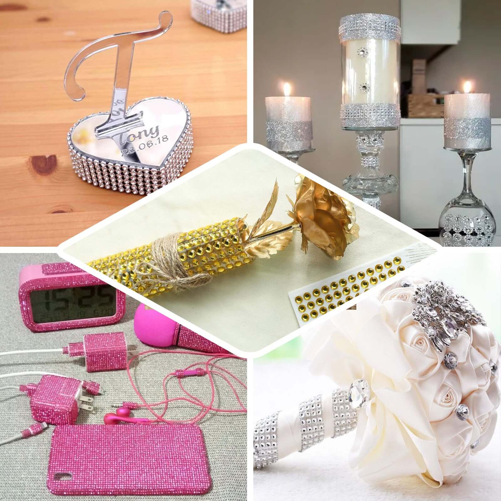 Hot! 21"x11" Blush Self - Adhesive Rhinestone Sticker Sheets for DIY Crafts