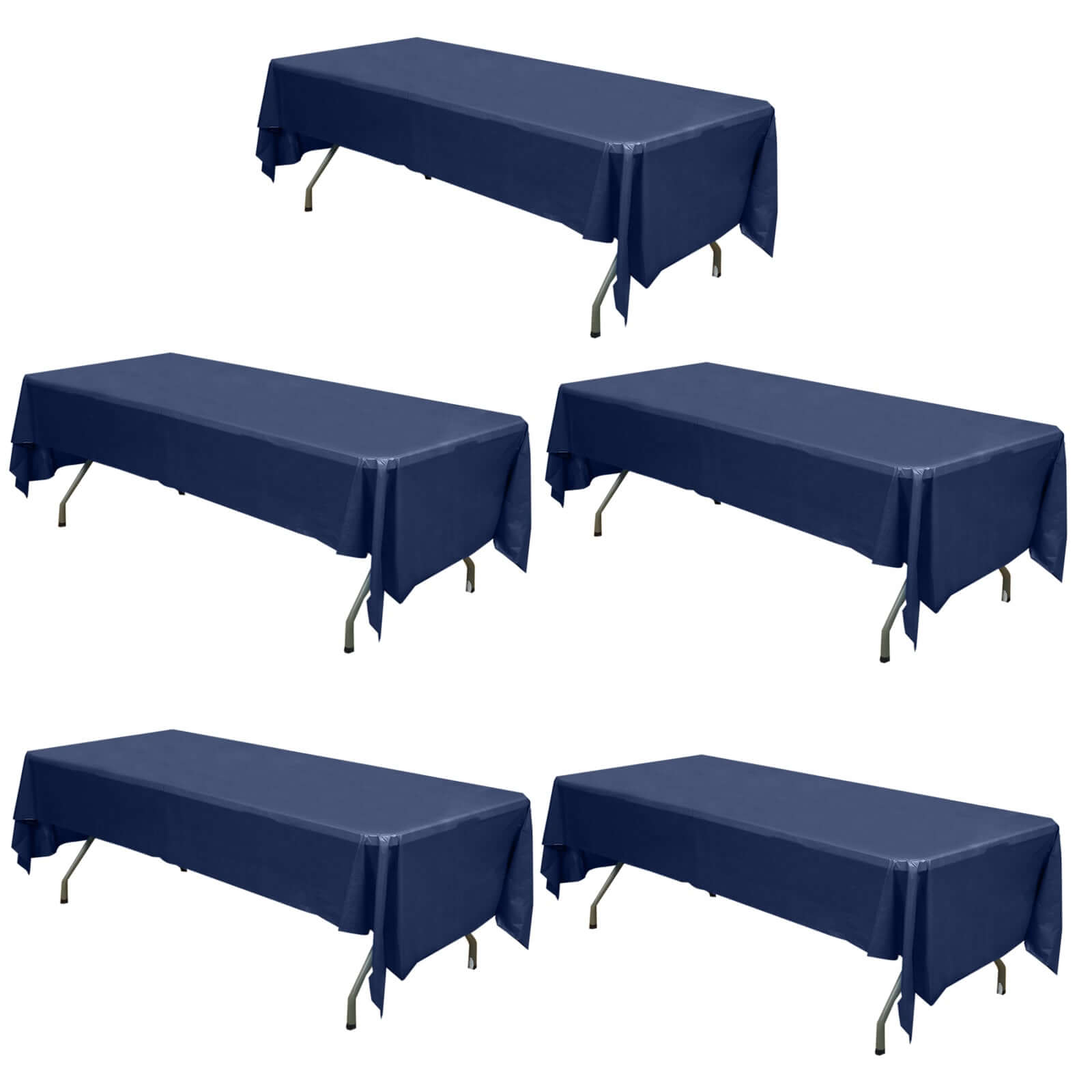 Navy Blue 5-Pack Disposable Plastic Rectangle Table Covers 54x108 - Ideal for Gatherings