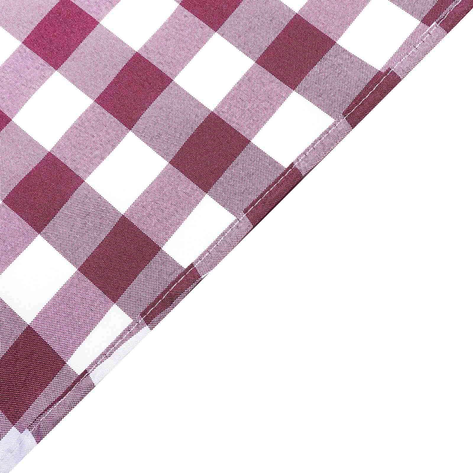 Hot Deal! 60x126 Polyester Buffalo Plaid White/Burgundy Rectangle Tablecloth