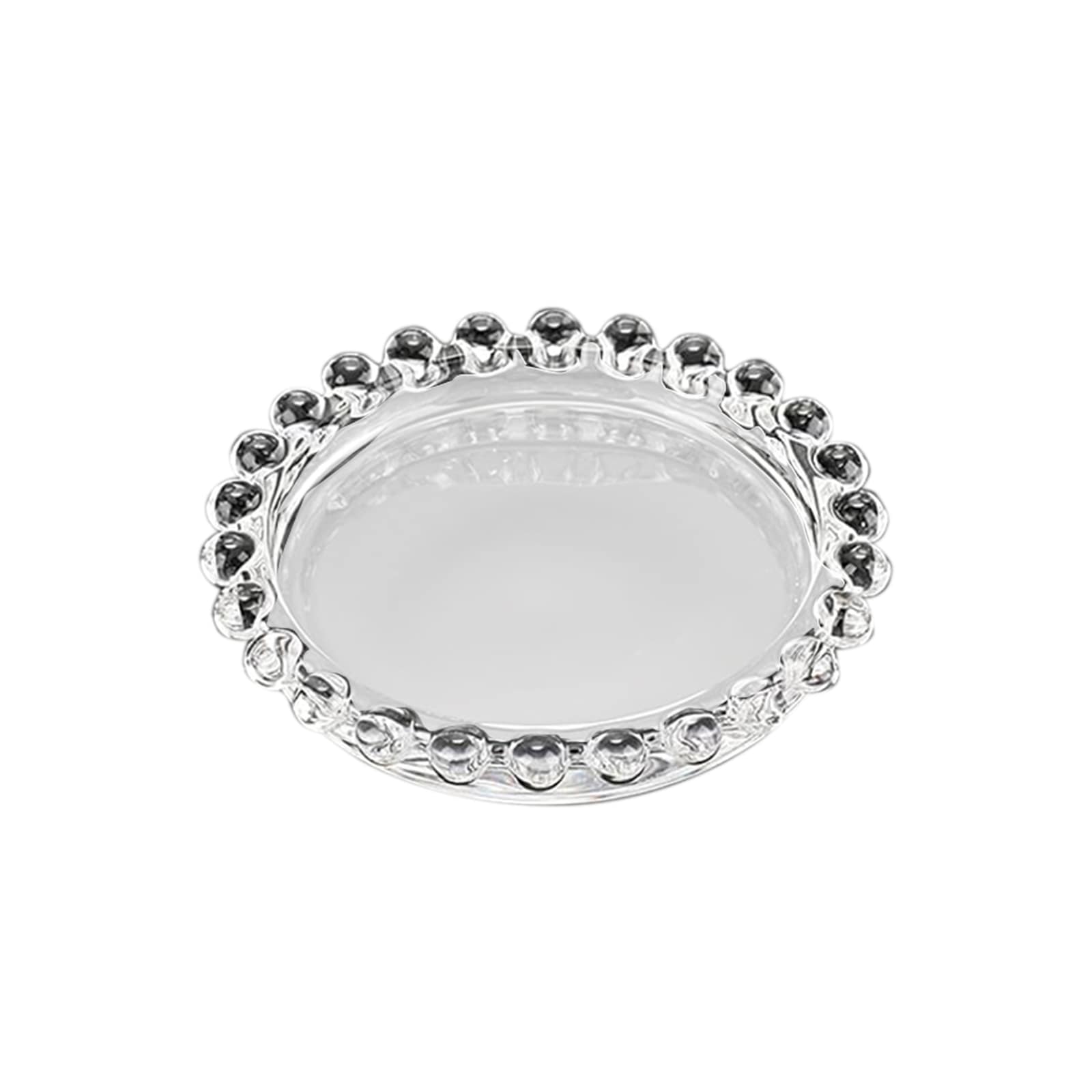 6-Pack Clear Glass Pillar Candle Holder Plates with Beaded Rims - Ideal Small Round Coasters