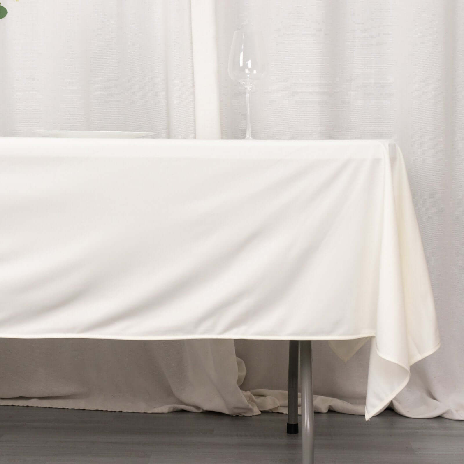 Ivory Premium Scuba 60x102 Wrinkle-Free & Stain-Resistant Rectangular Tablecloth - Ideal for Events