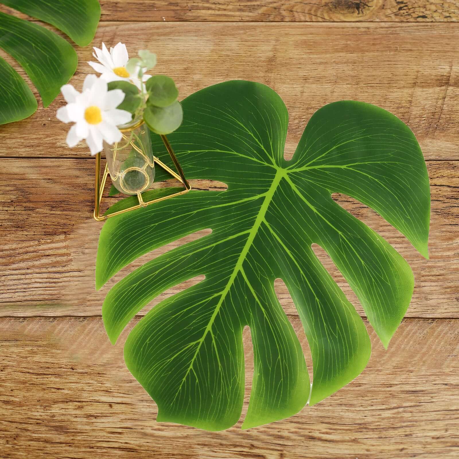 Hot Deal! 12-Pack Large Green Artificial Monstera Palm Leaves for Summer Theme Parties