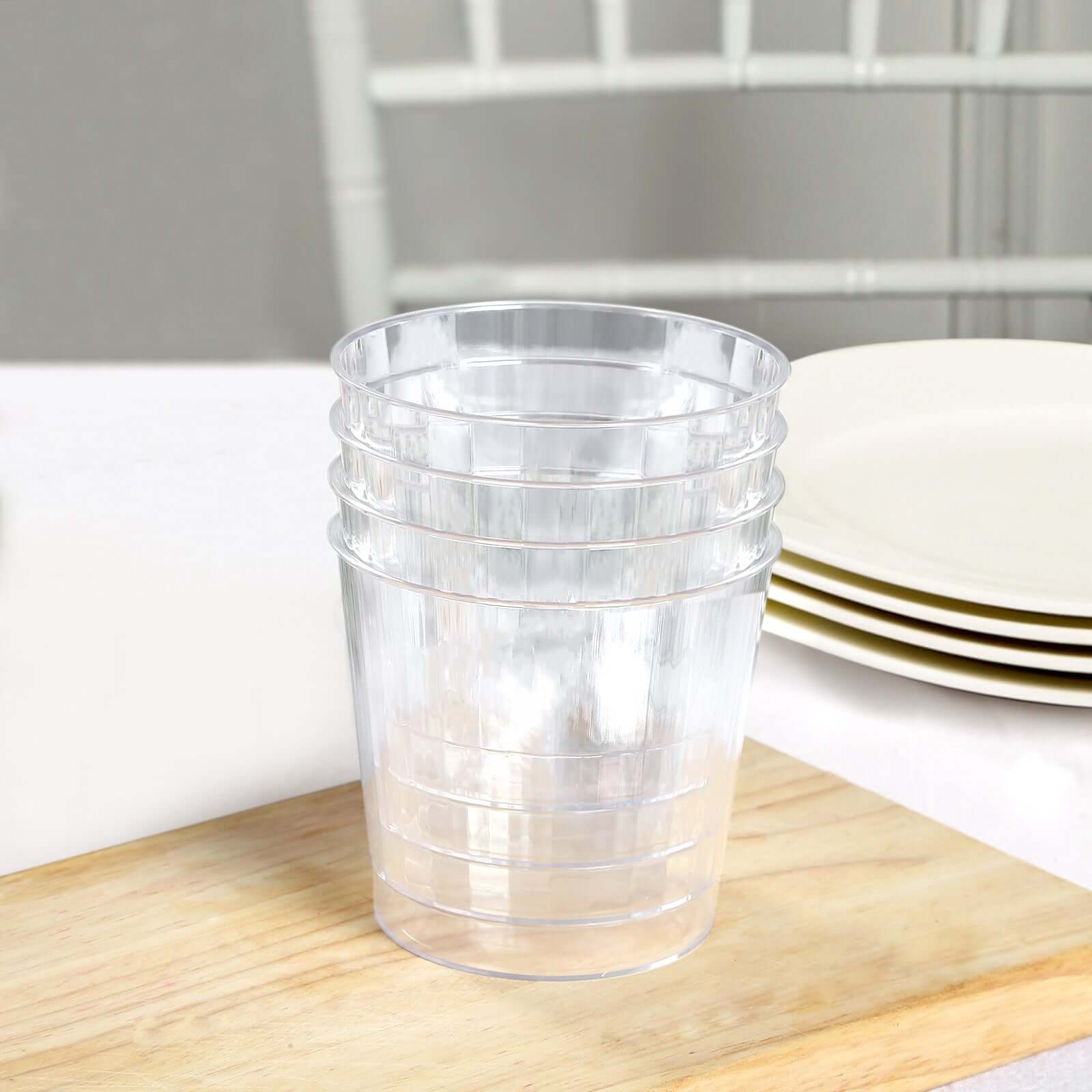 25-Pack 9oz Durable Disposable Plastic Party Cups - Crystal Clear with Rounded Rim
