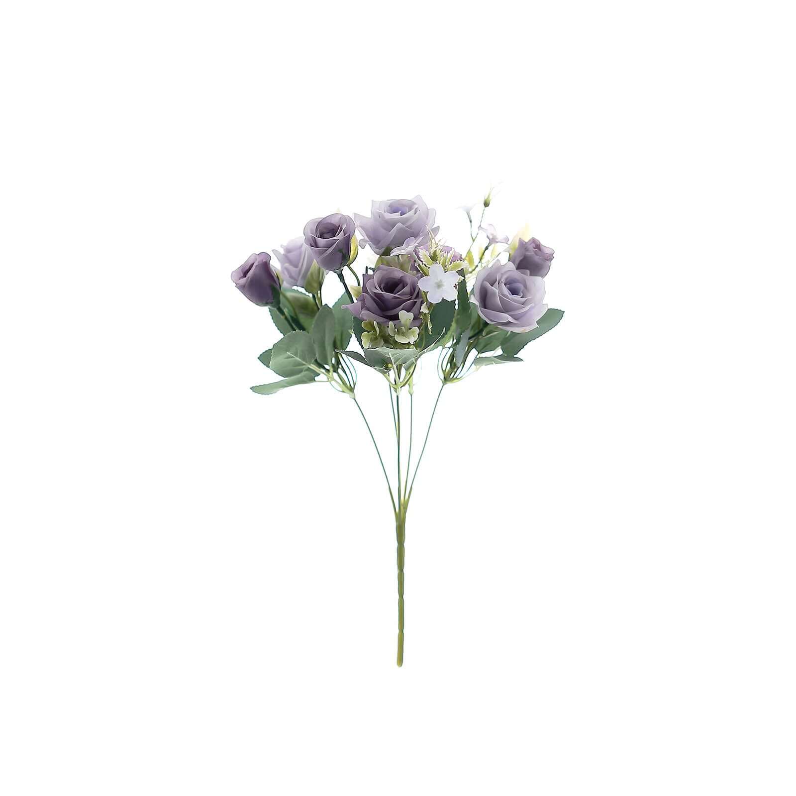 Hot Deal! 4-Bush Lavender Lilac Artificial Silk Rose Flower Bouquet for Bridal Use