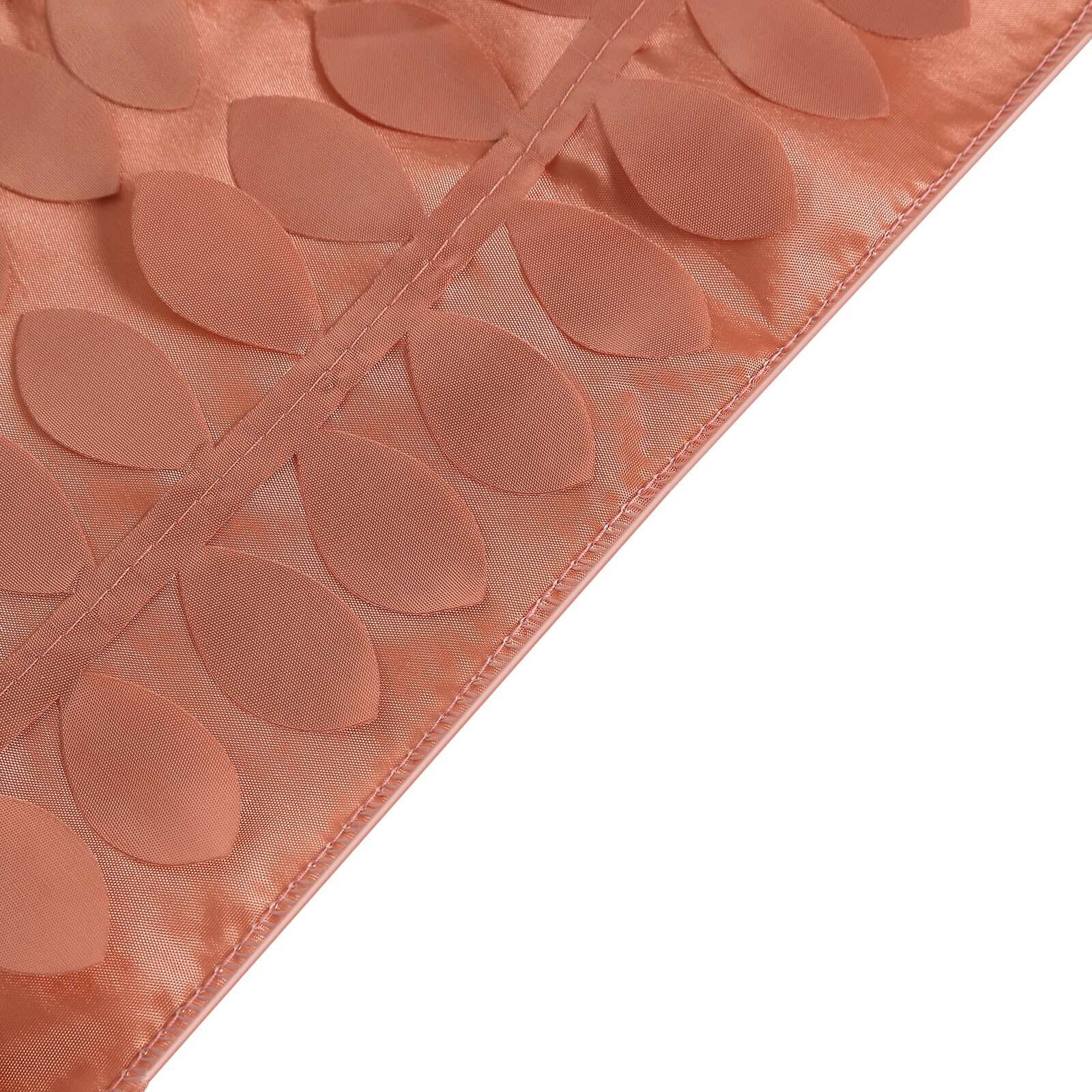 Exclusive Terracotta (Rust) Taffeta Rectangle Tablecloth with 3D Leaf Petal Design