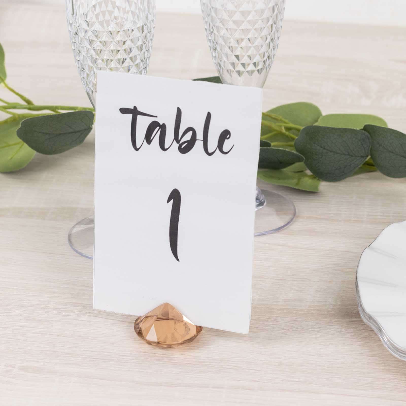 Hot Sale! 10-Pack Plastic Diamond-Shaped Card Holder Stands in Amber for Wedding Table Decor