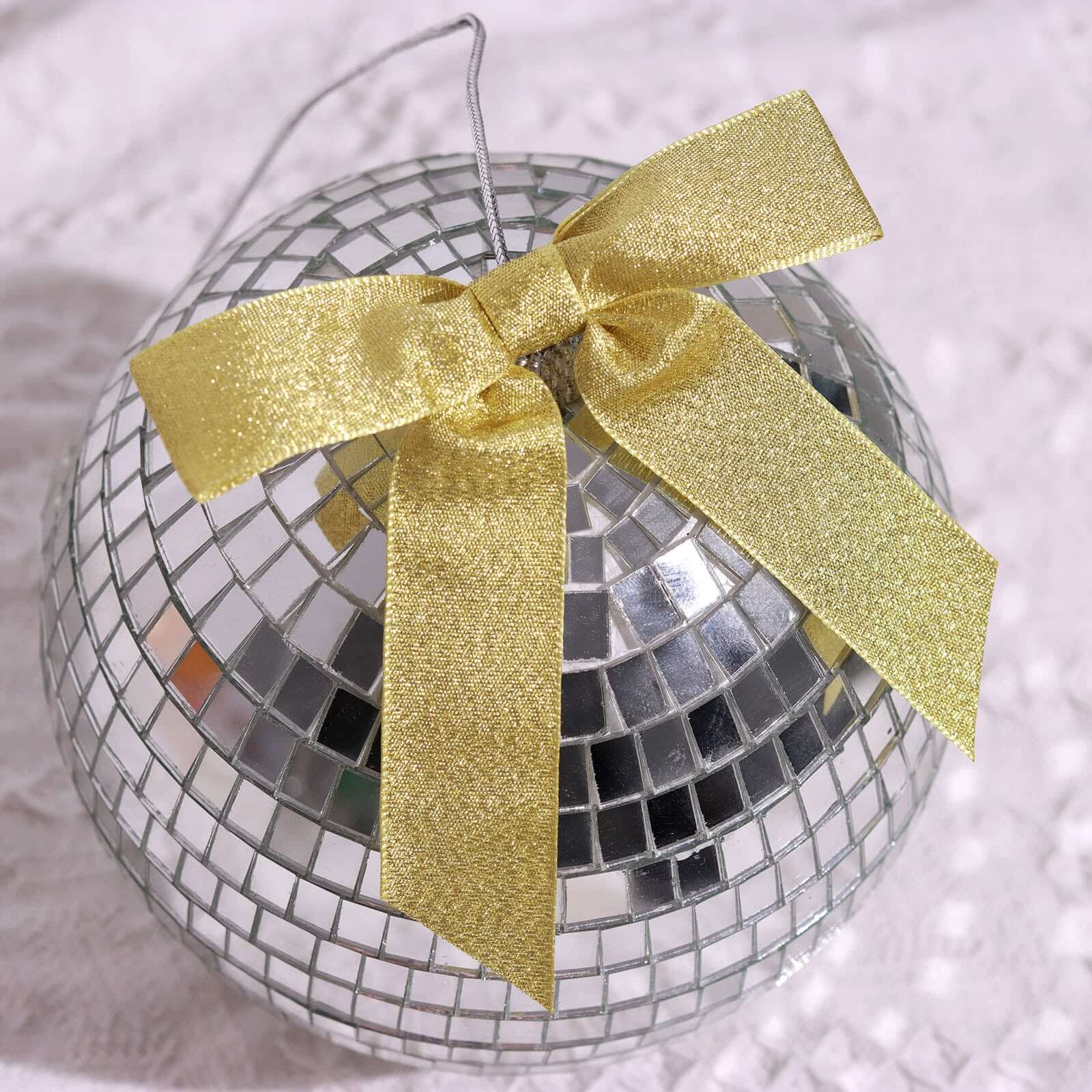 Hot Sale! 50 Pieces of 4-Inch Gold Glitter Nylon Ribbon Bows with Twist Ties for Gift Decor