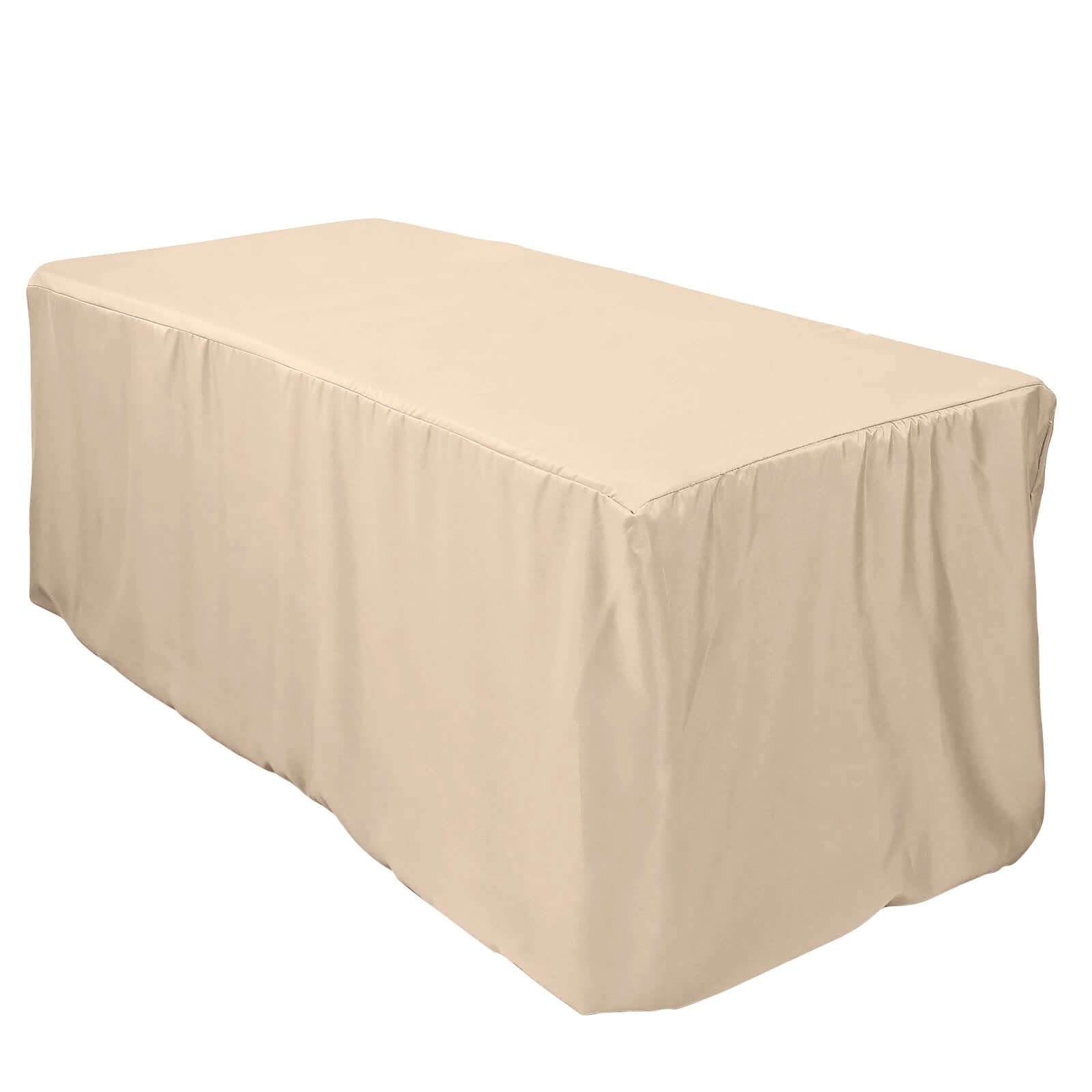 Durable Nude Fitted Polyester Tablecloth for 6FT Rectangle Tables - Ideal for Events