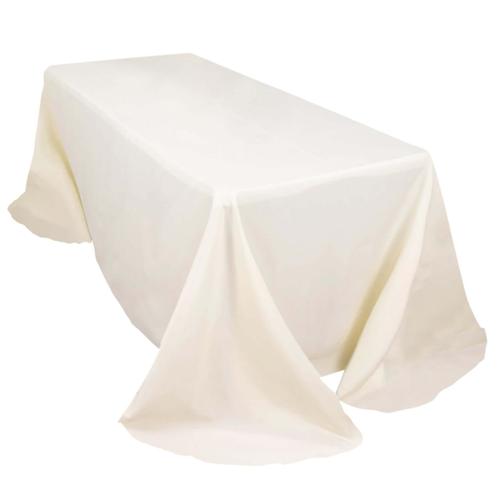 Hot Sale! Ivory Polyester Rectangle Tablecloth with Rounded Corners, 90x132