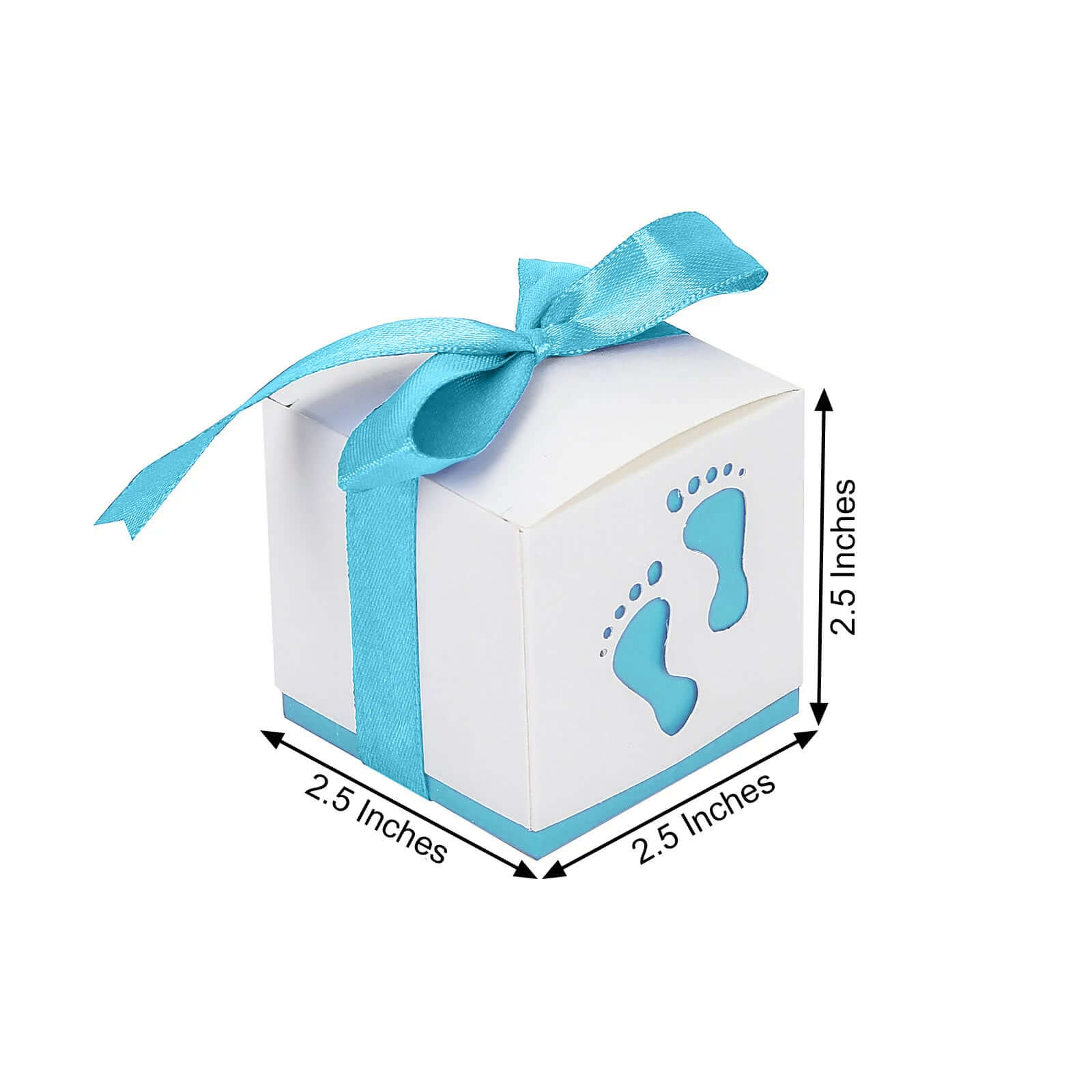 25-Piece Set of Light Blue Square Baby Shower Party Favor Candy Gift Boxes