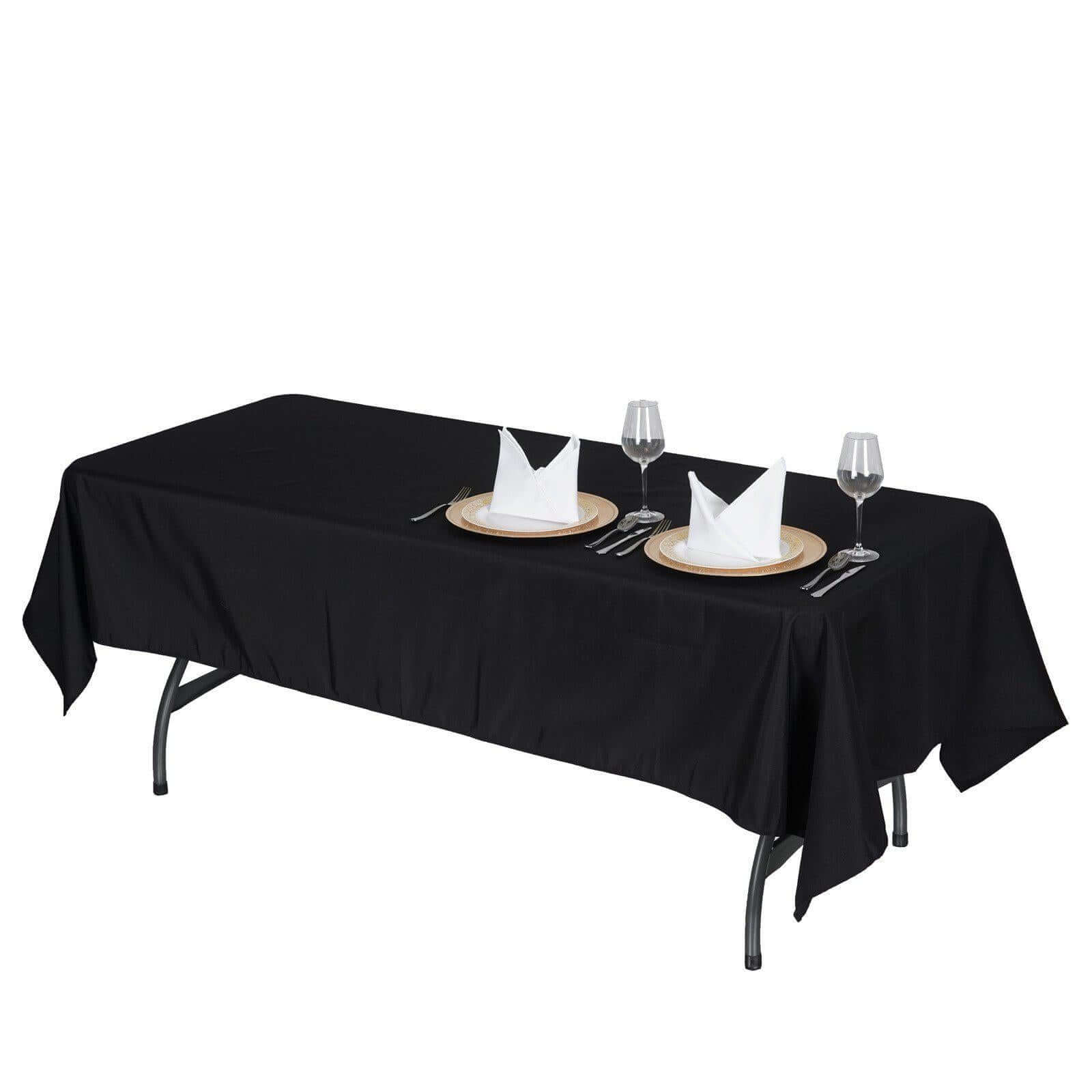Exclusive 220GSM Wrinkle-Resistant Black Polyester Tablecloth for Weddings & Events
