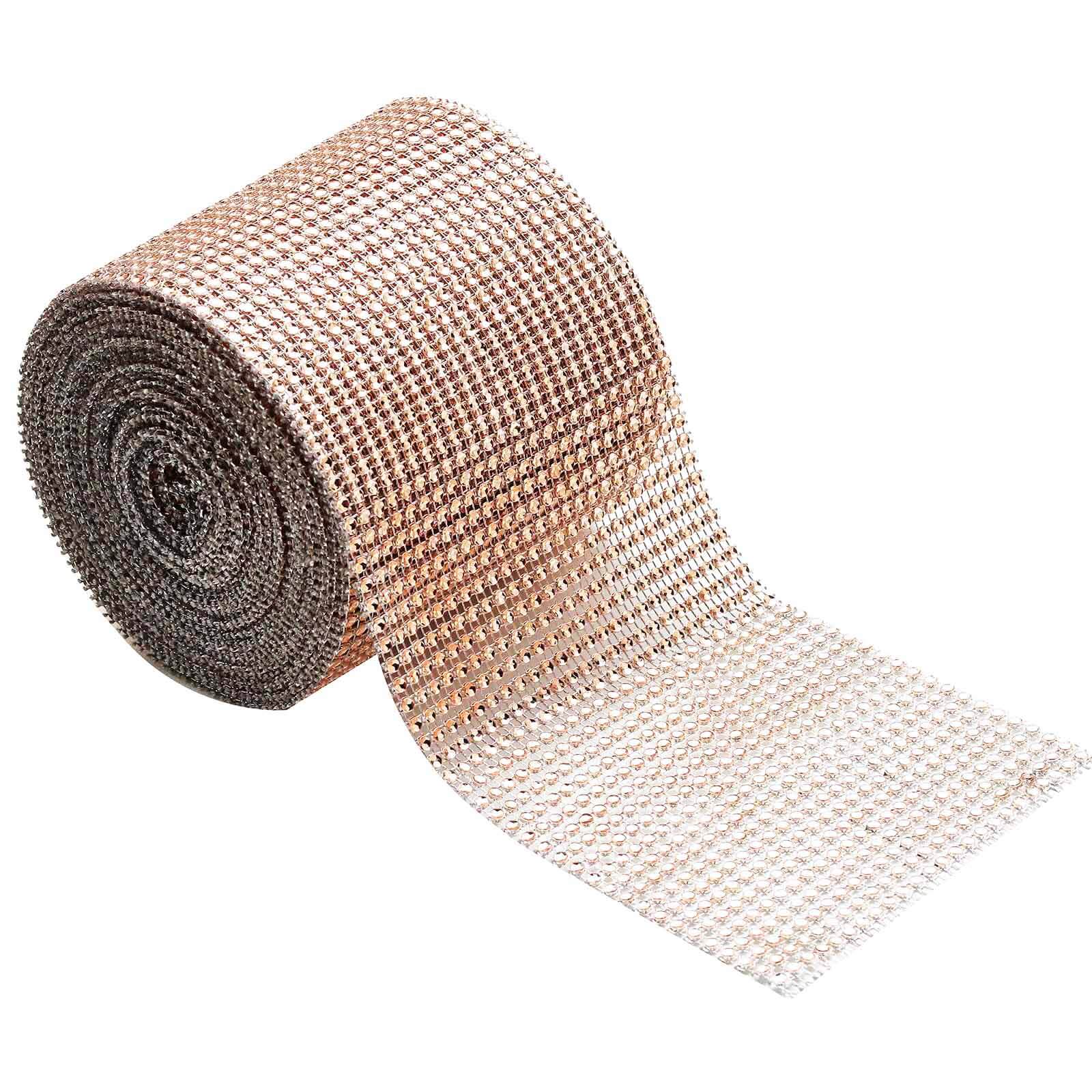 Hot Sale! 5x10 Yards Champagne Shiny Diamond Rhinestone Ribbon Roll for DIY Crafts and Decor