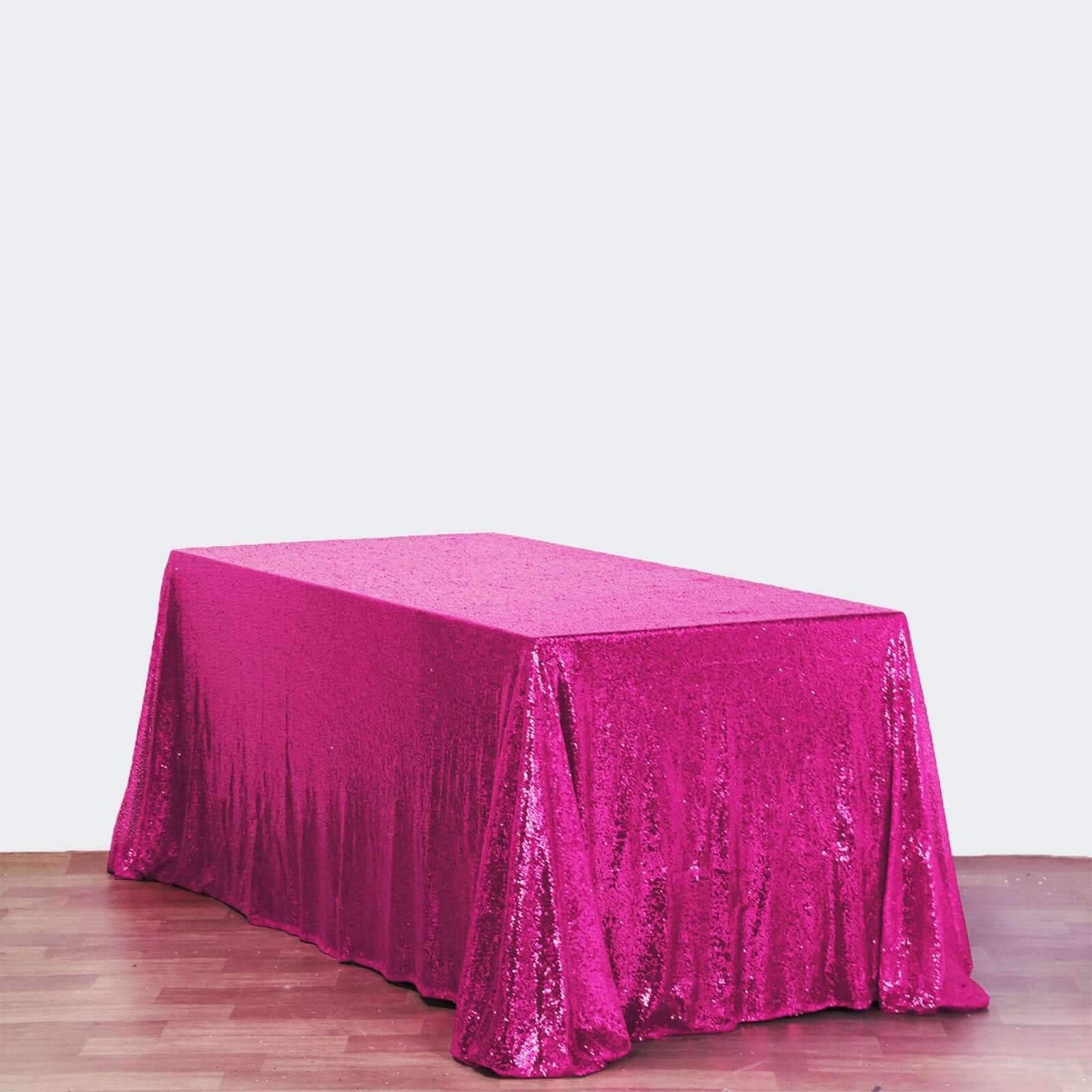 Hot Deal! Fuchsia Sequin Rectangle Tablecloth (90x156) for Stunning Event Decor
