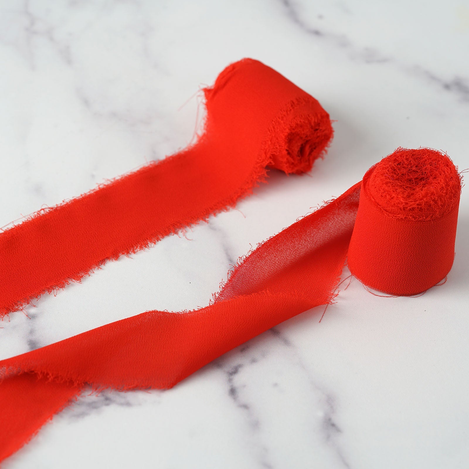 2-Pack Special Offer: 6-Yard Red Silk-Like Chiffon Linen Ribbon Rolls for Gift Wrapping & Decor