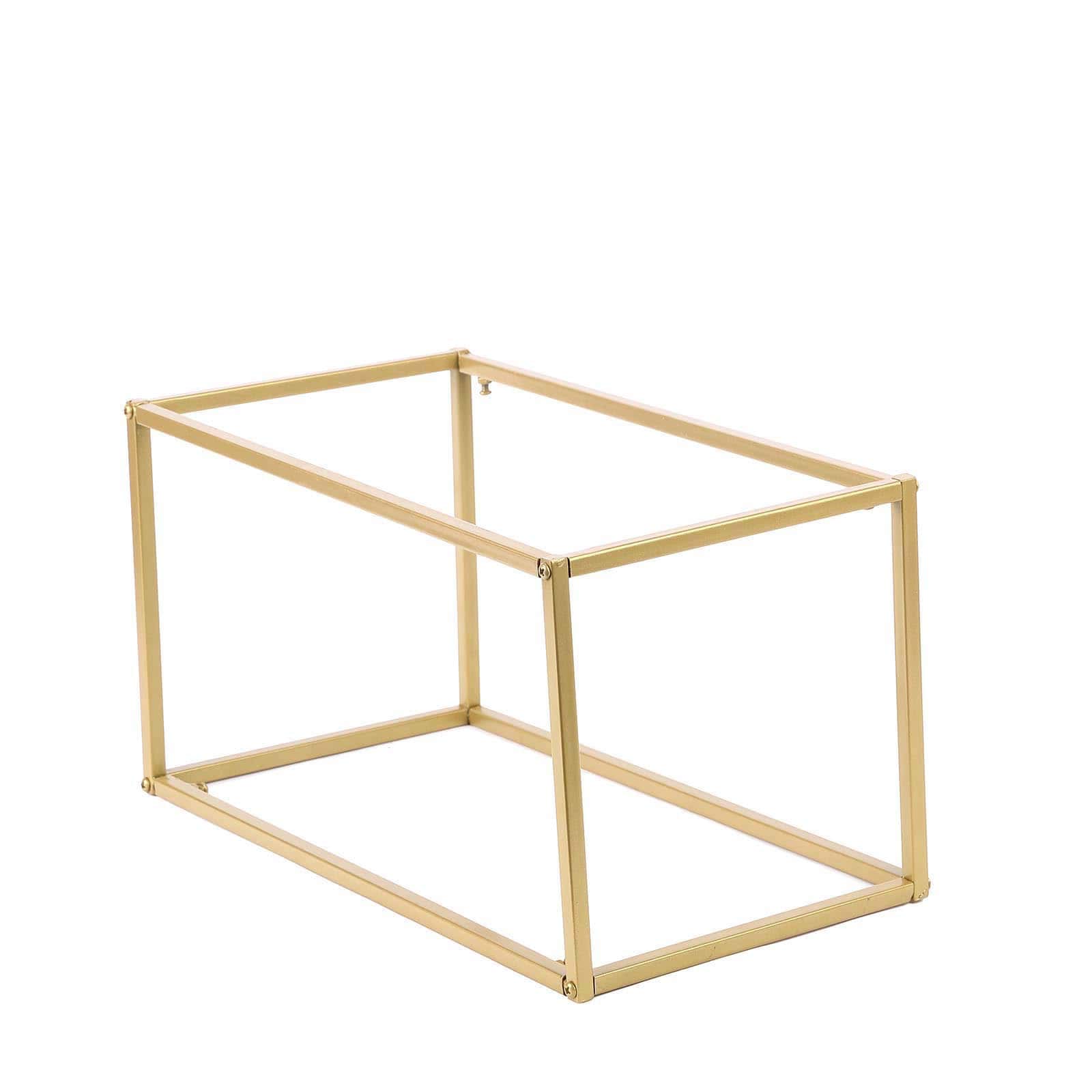 2-Pack Matte Gold Metal Rectangular Geometric Column Flower Stand for Elegant Floral Arrangements