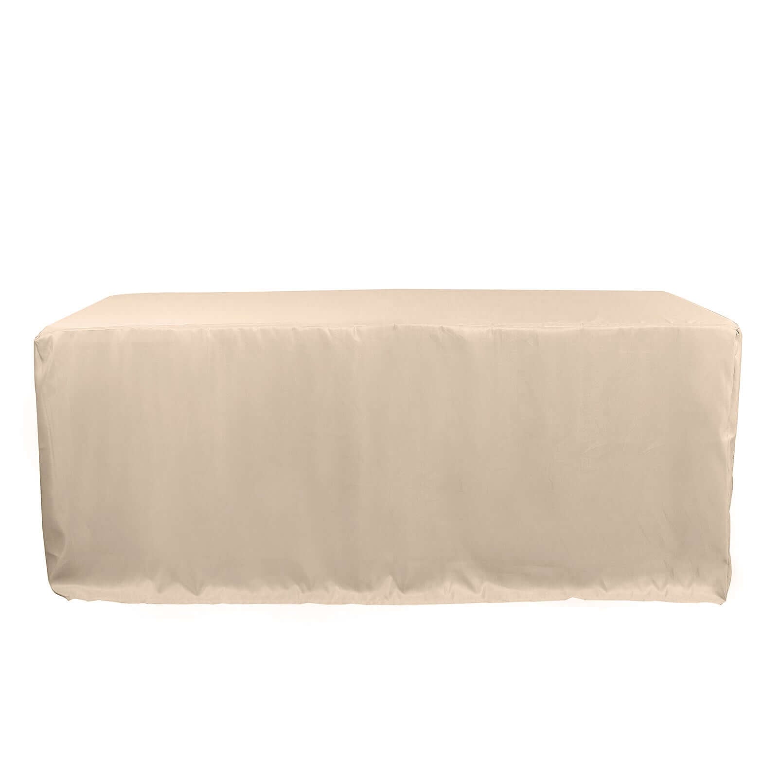 Durable Nude Fitted Polyester Tablecloth for 6FT Rectangle Tables - Ideal for Events