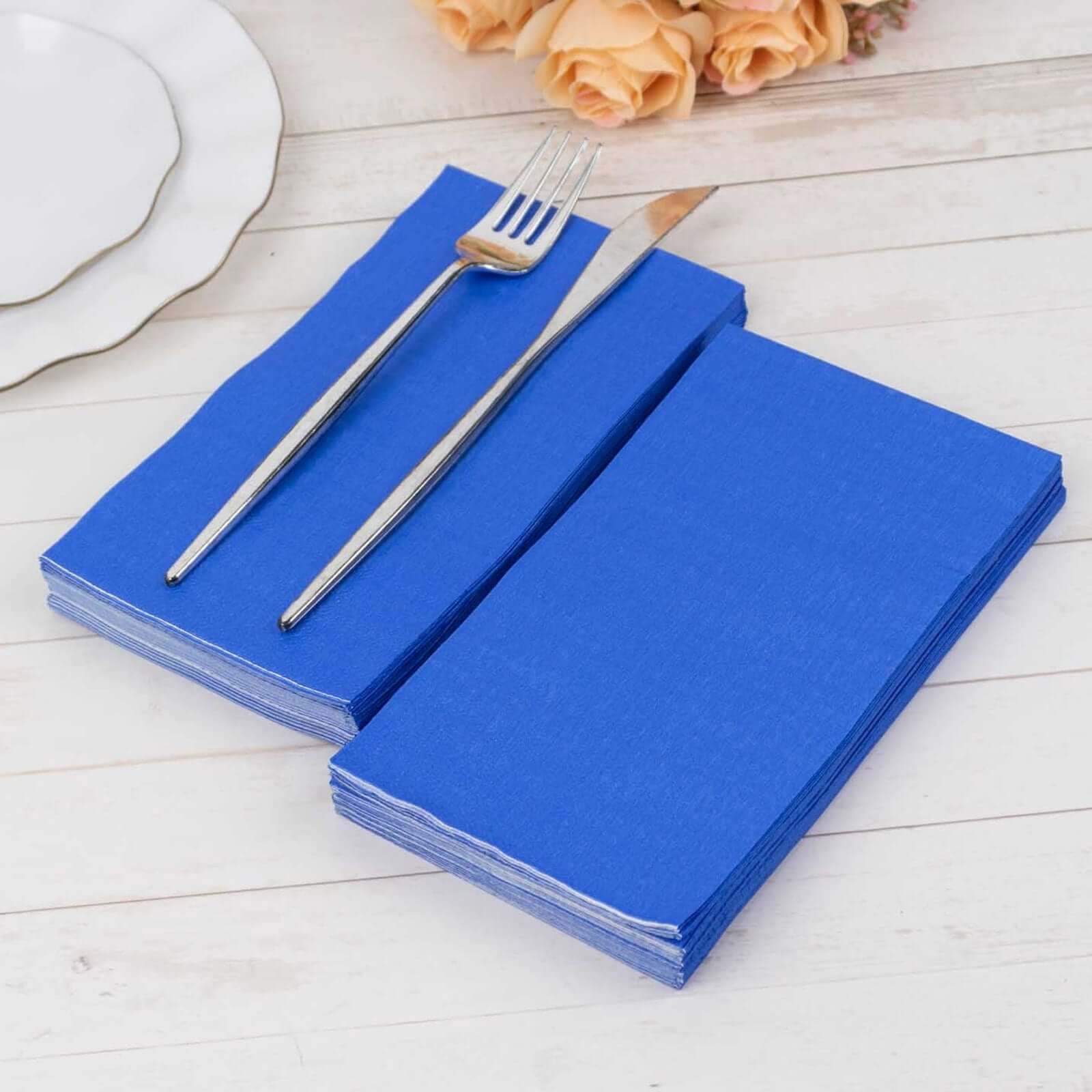 Get 50-Pack Soft Royal Blue Disposable 2-Ply Cocktail Napkins for Weddings