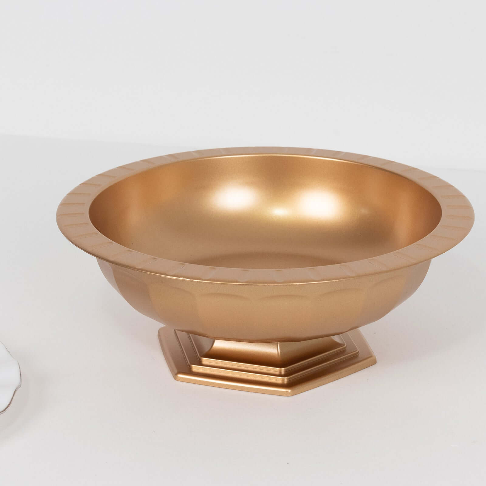 3-Pack Gold Roman Style Plastic Pedestal Compote Bowls for Table Centerpieces