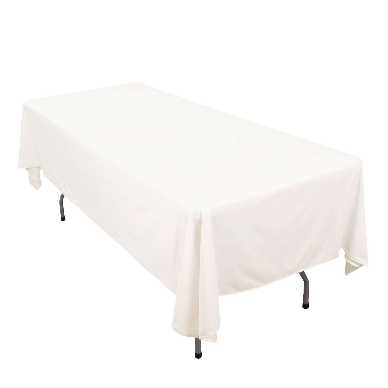 Ivory Premium Scuba 60x102 Wrinkle-Free & Stain-Resistant Rectangular Tablecloth - Ideal for Events
