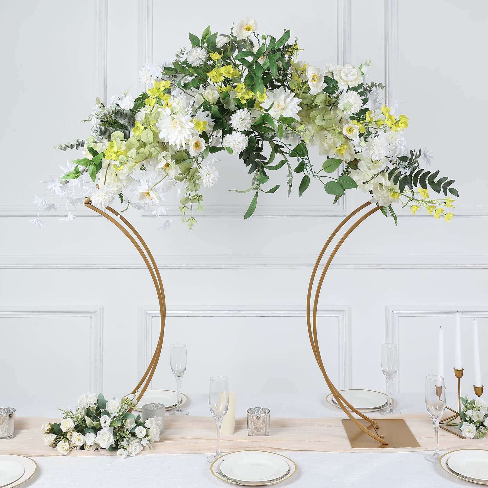 Hot Sale! Gold Metal Curvy Floral Arch Frame Wedding Table Centerpiece 38"