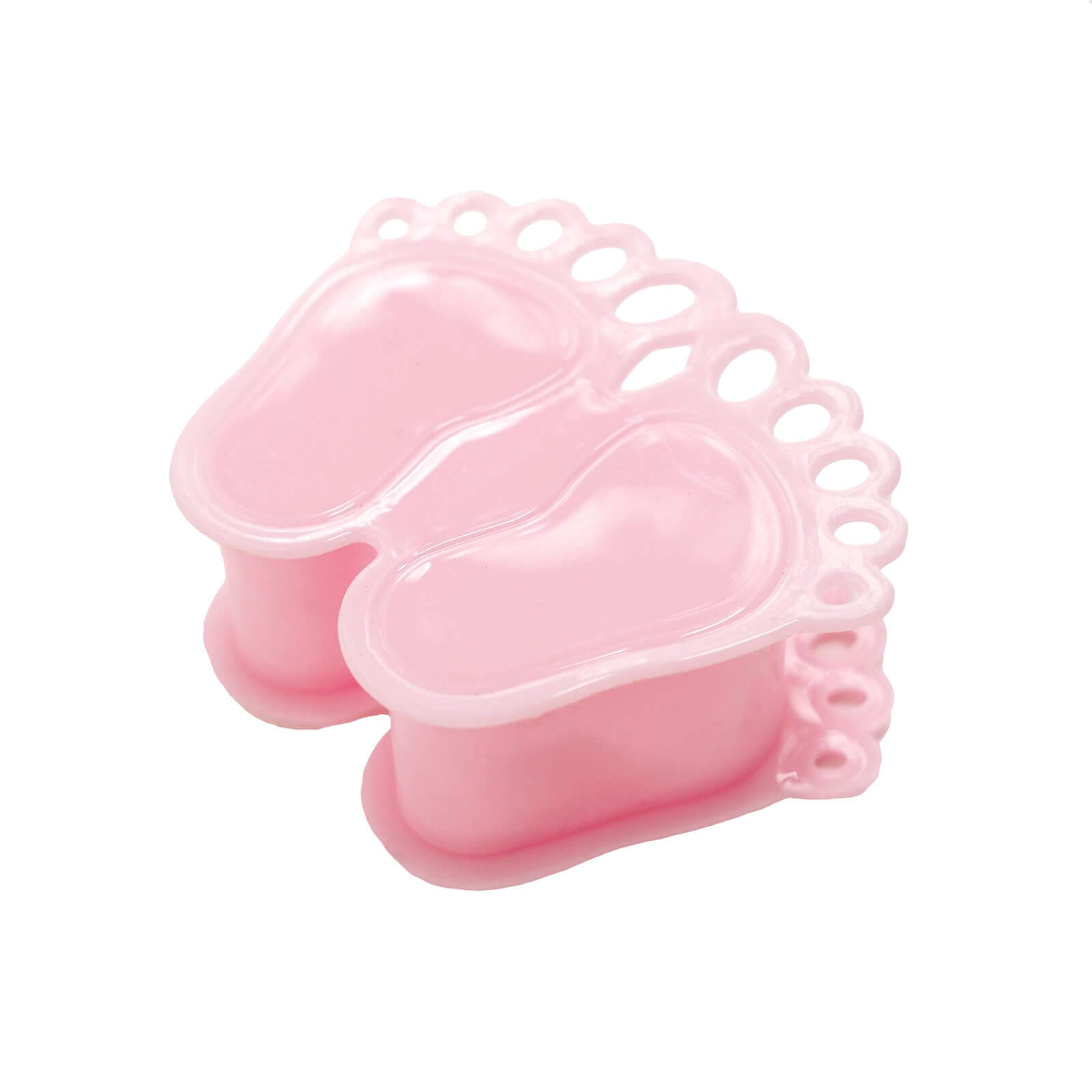 12-Pack Clear/Pink Fillable Baby Feet Style Mini Candy Containers - Ideal for Baby Shower Favors