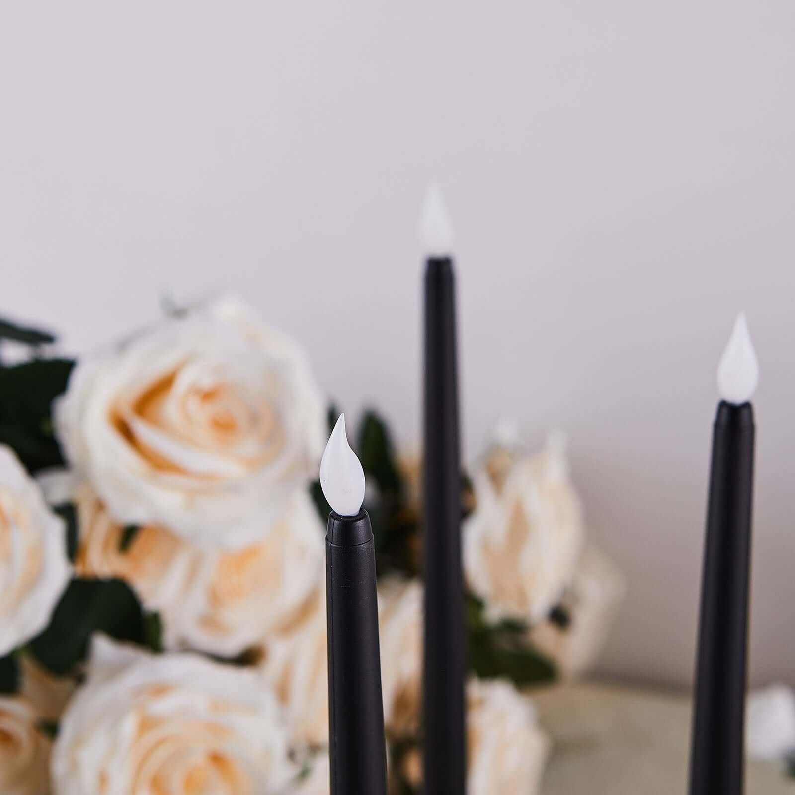 3-Pack Black Flameless Taper LED Decorative Candles with Warm Flickering Light - Ideal for Various Occasions