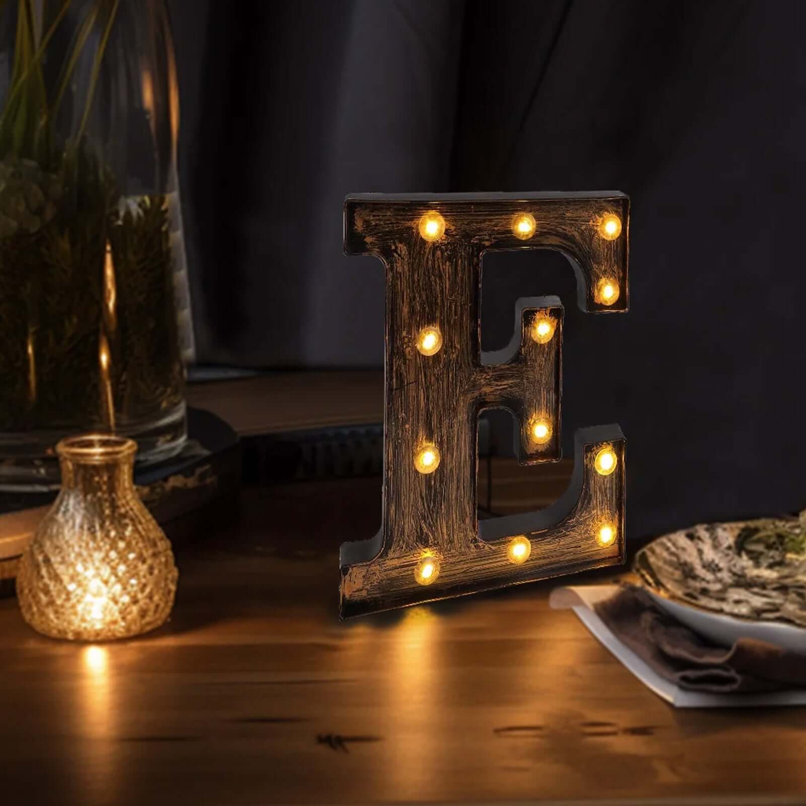 Hot! Industrial Style Antique Black LED Marquee Letter E - Light-Up Sign for Weddings & Displays