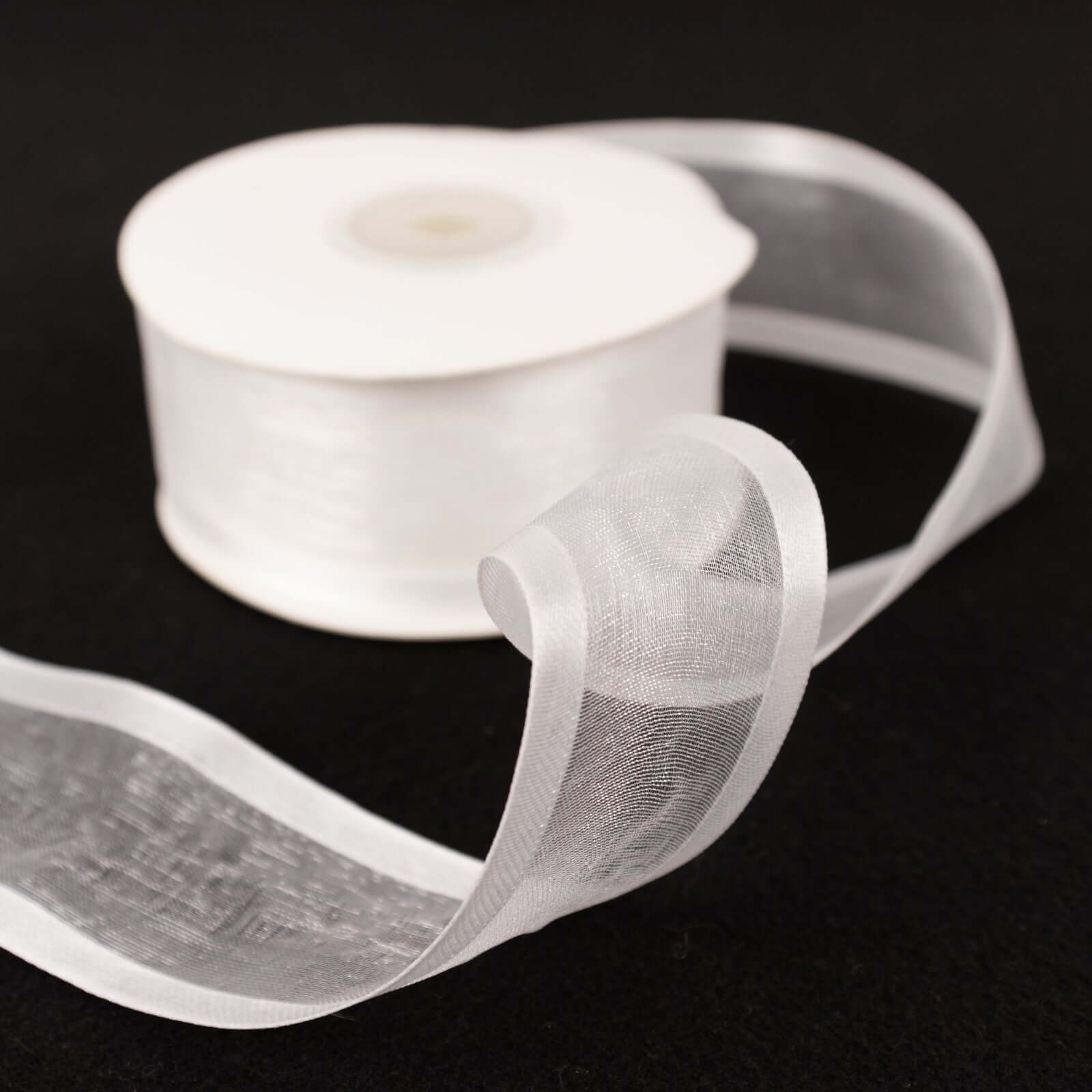 25-Yard 1.5 White Organza Ribbon with Satin Edges - Premium for Decor