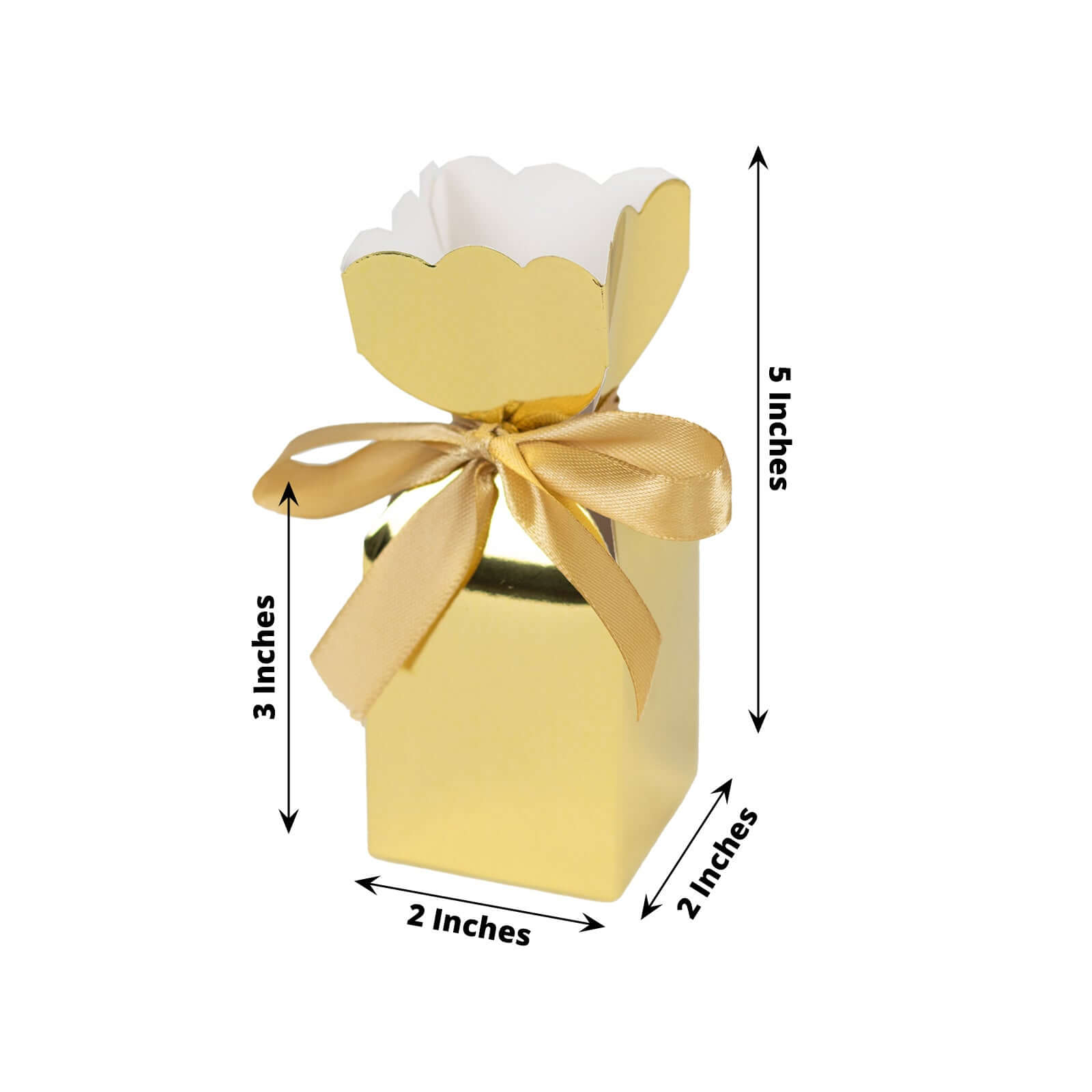 25-Pack Gold Floral Satin Ribbon Candy Gift Boxes - Ideal for Parties