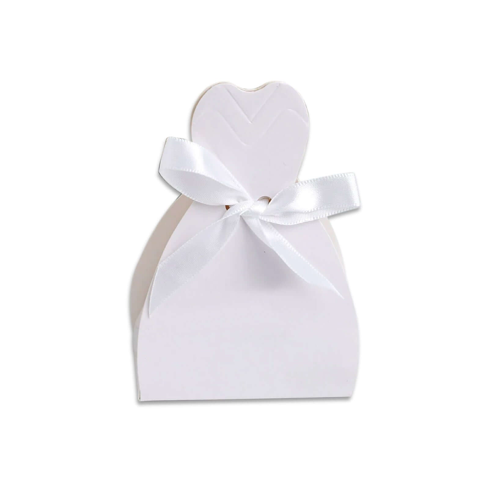 Get 100-Pack White Wedding Dress Candy Gift Boxes with Satin Ribbon Ties, Ideal for Party Favors