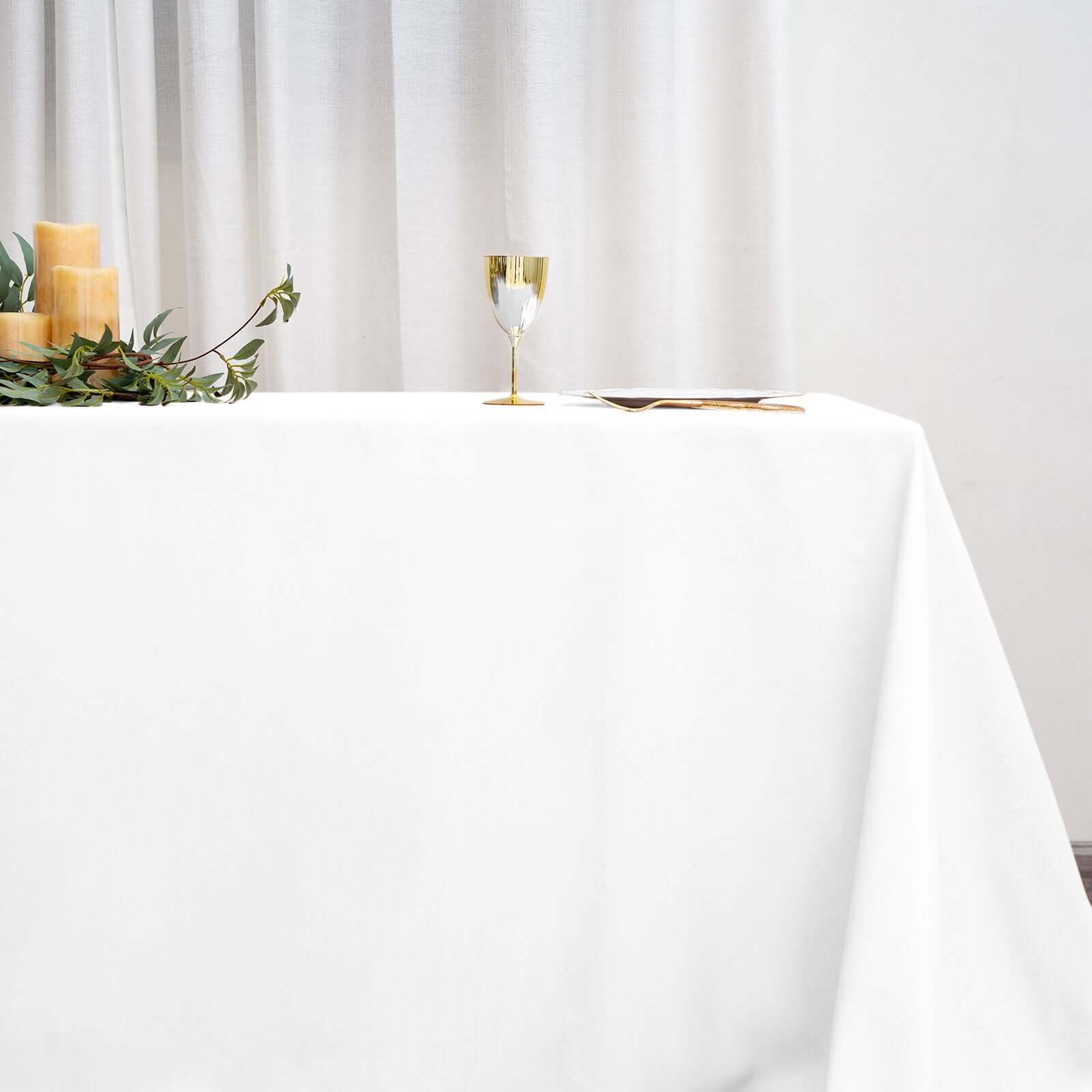 Seamless Wrinkle-Resistant White Polyester Tablecloth (90x156) for Elegant Gatherings - Great Deal!