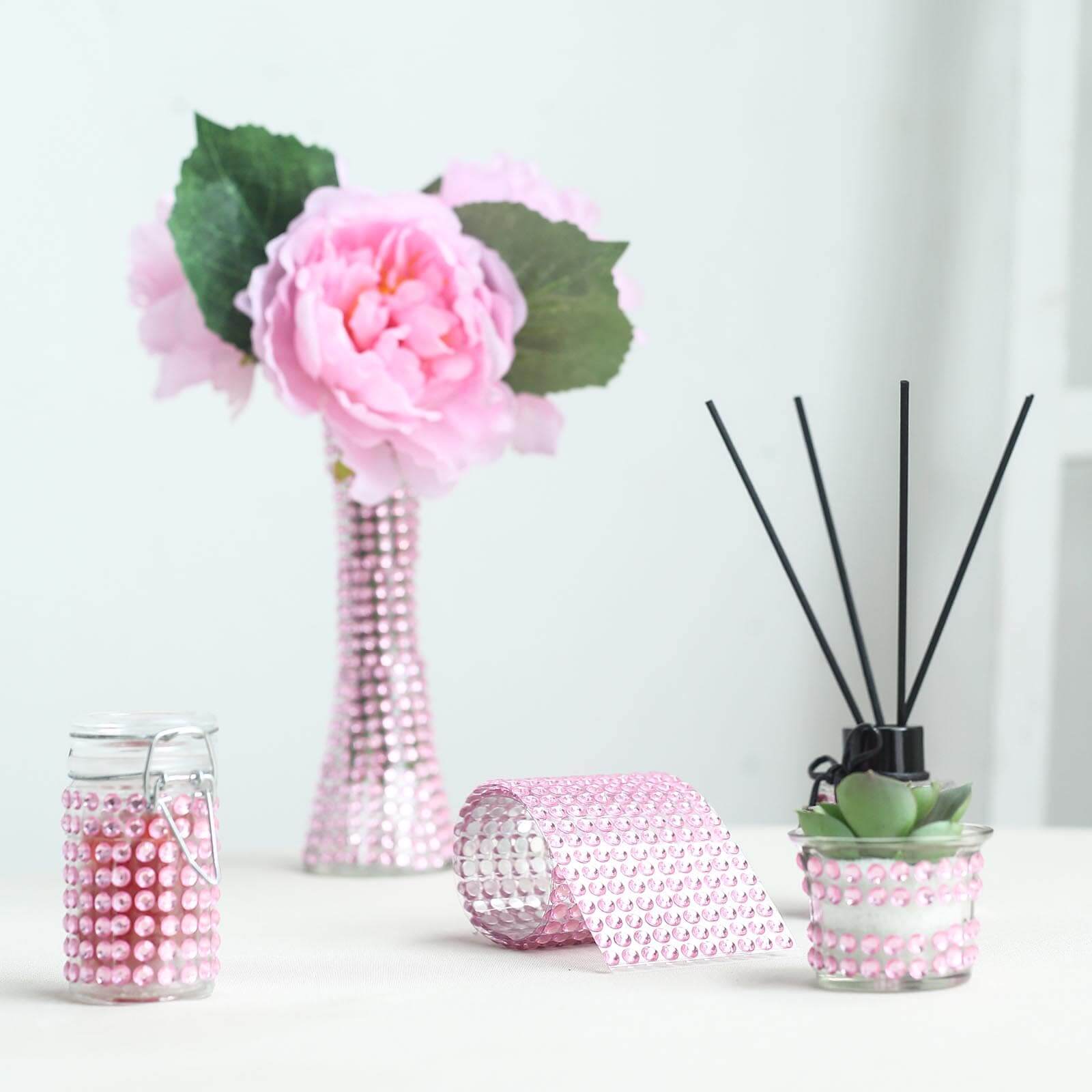 Hot! 21"x11" Blush Self - Adhesive Rhinestone Sticker Sheets for DIY Crafts