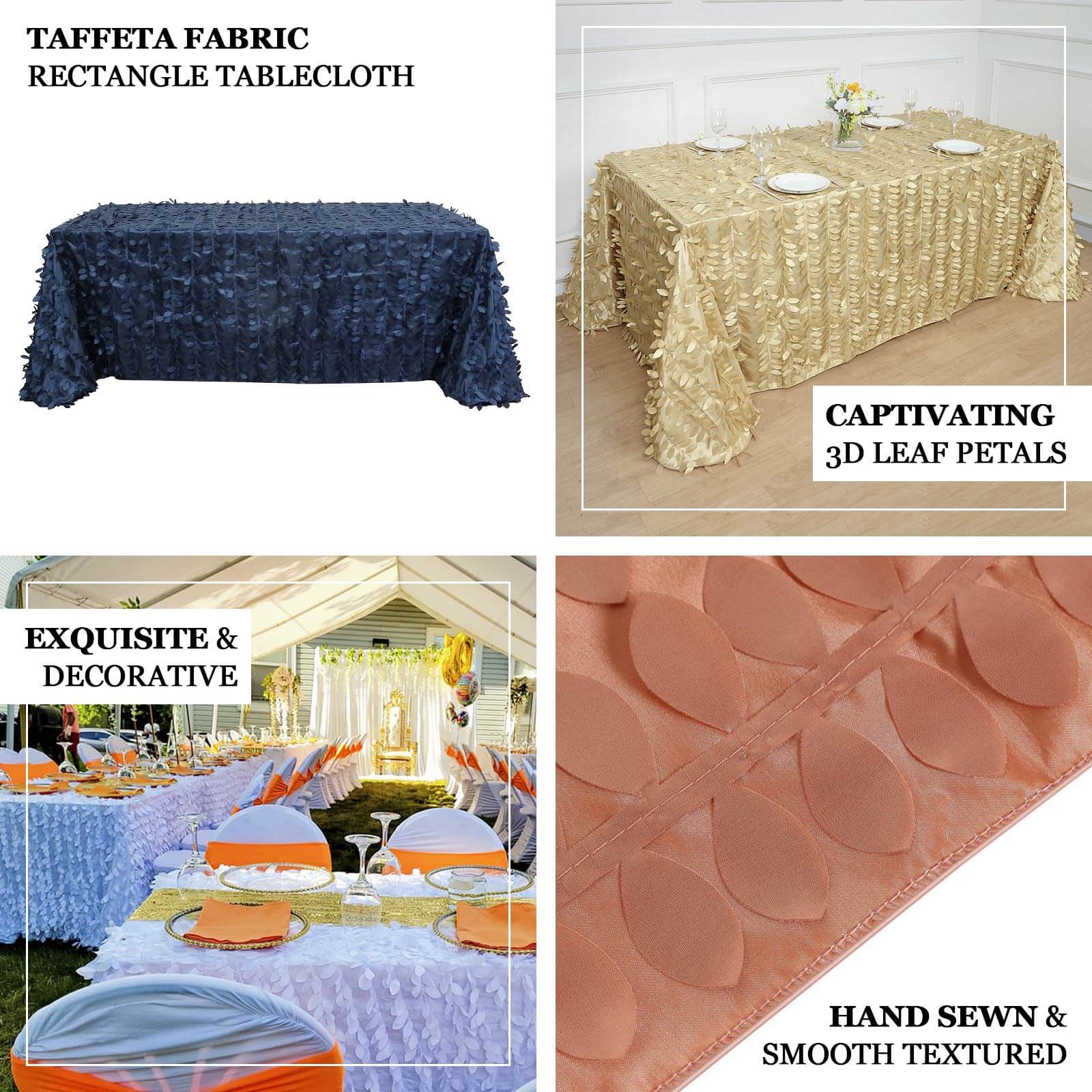 Hot Deal! Red Taffeta Rectangle Tablecloth with 3D Leaf Petal Design