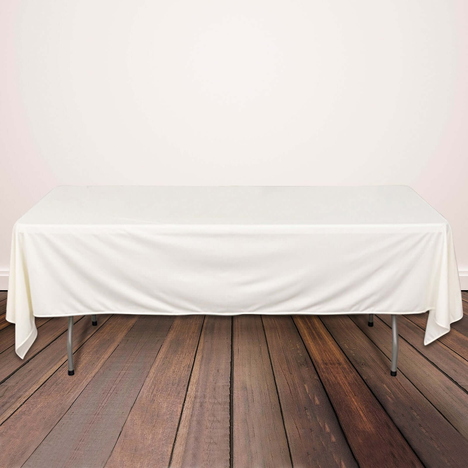 Ivory Premium Scuba 60x102 Wrinkle-Free & Stain-Resistant Rectangular Tablecloth - Ideal for Events