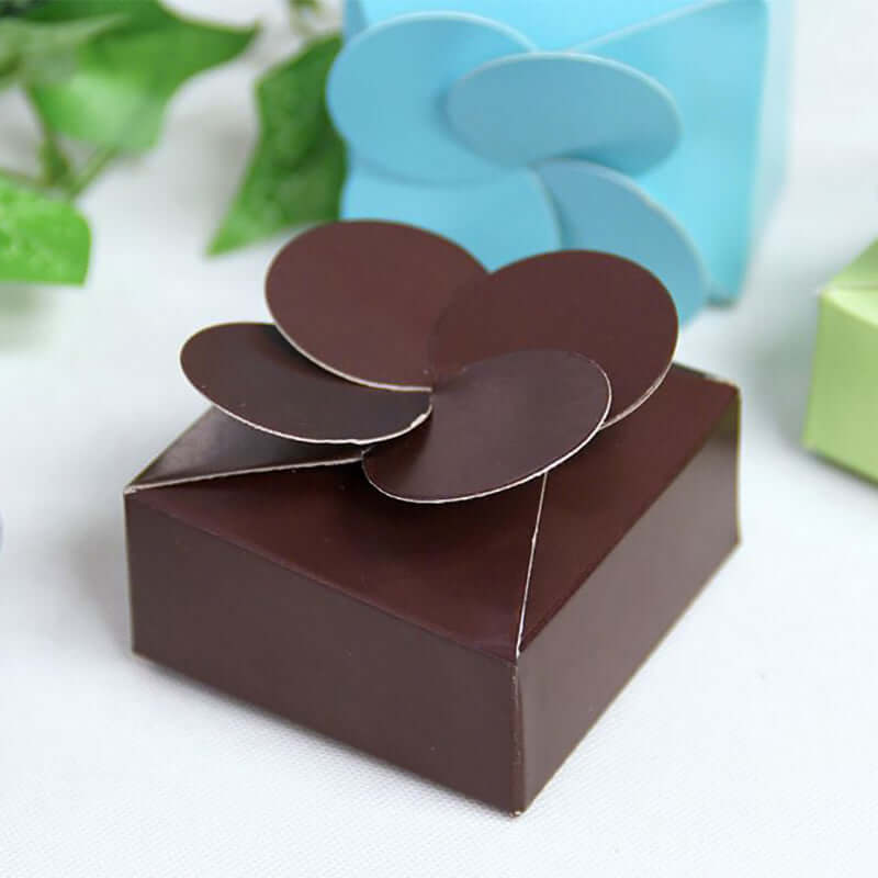 100-Piece Chocolate-Colored Cardstock Twist Top Boxes for Wedding Favors