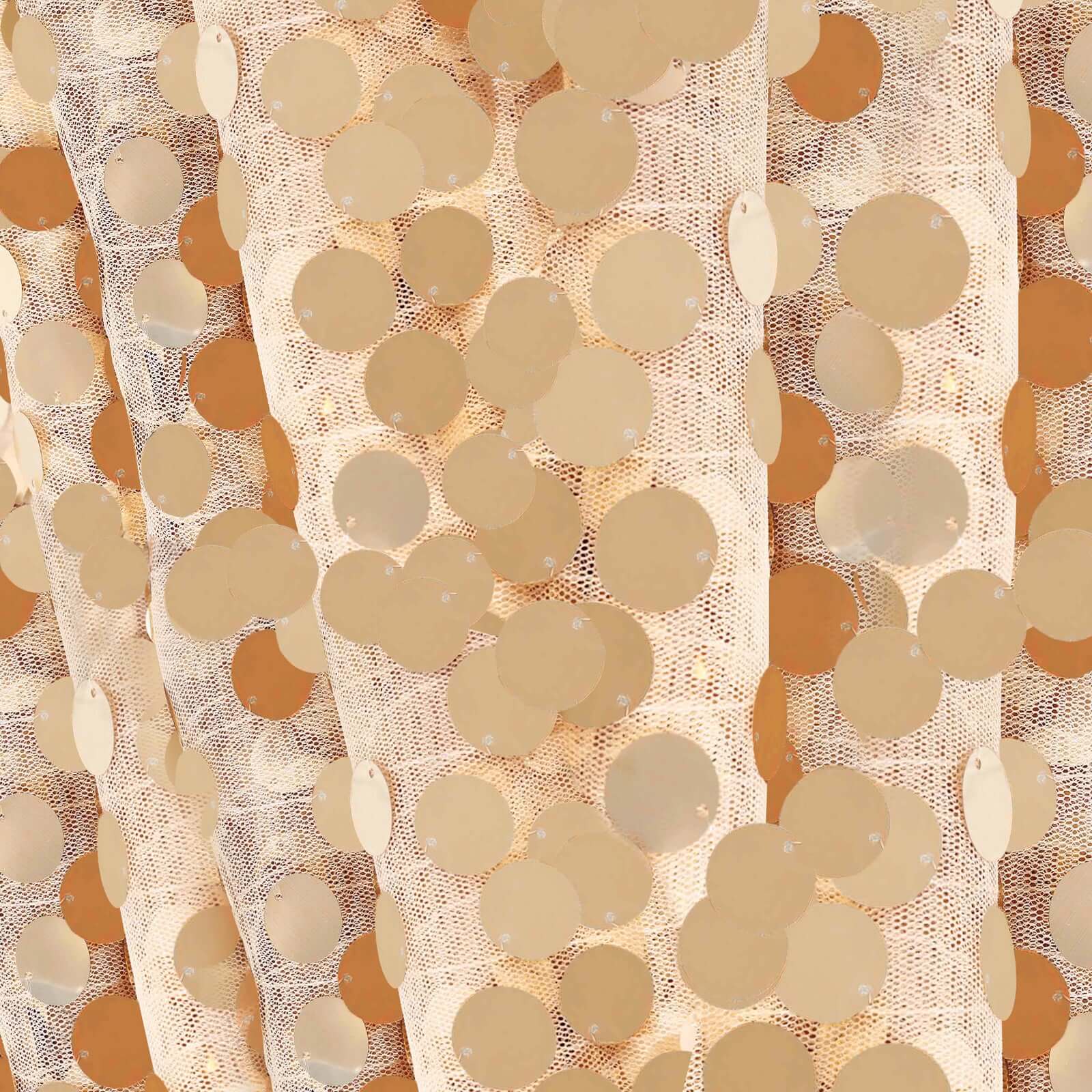 Hot! Seamless Matte Champagne Sequin Tablecloth, 90x156 Rectangle