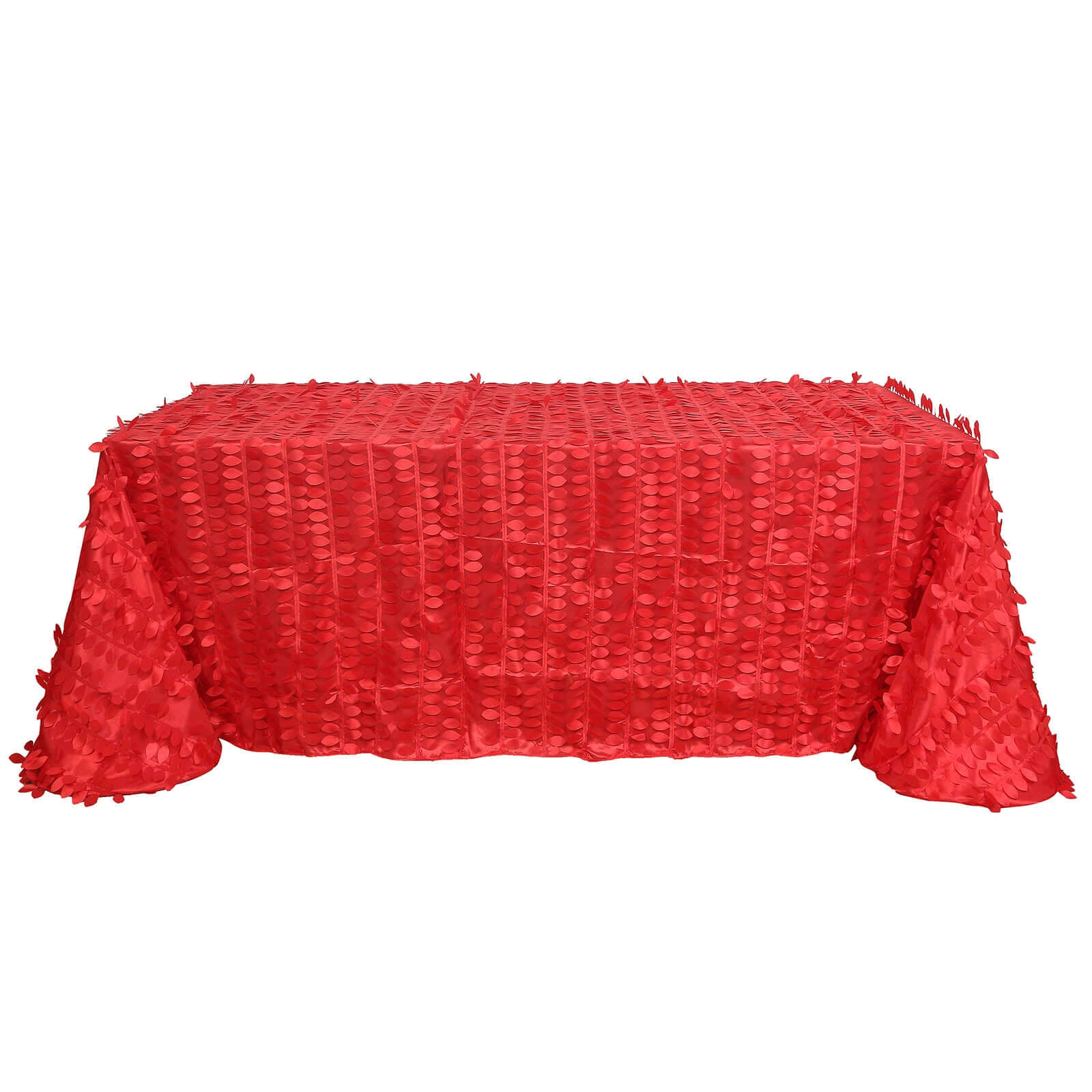 Hot Deal! Red Taffeta Rectangle Tablecloth with 3D Leaf Petal Design