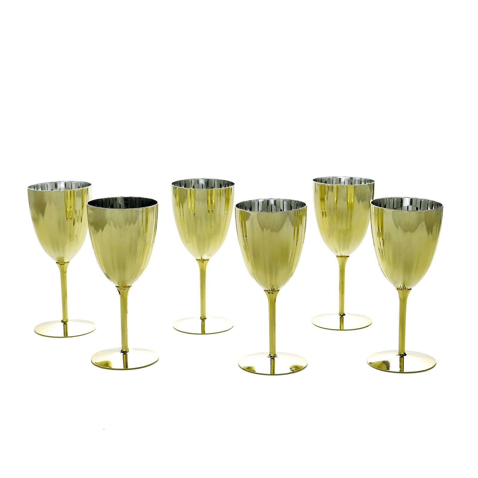 8oz Disposable Metallic Gold Plastic Wine Glasses - Set of 6 for Parties & Special Events