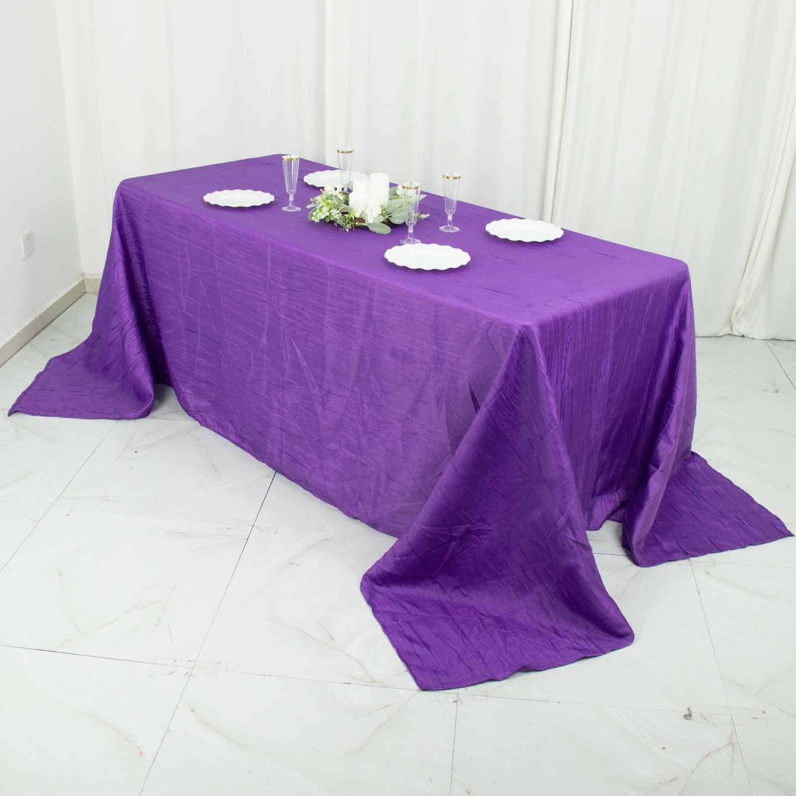 Purple Seamless Accordion Crinkle Taffeta Rectangle Tablecloth 90x132
