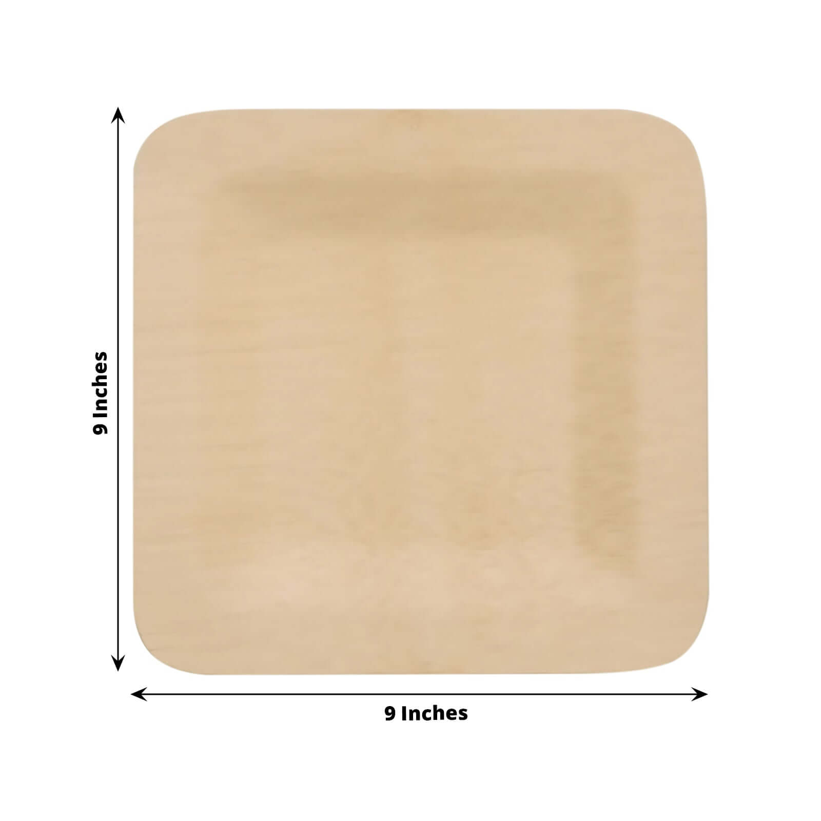 10-Pack Natural Bamboo 9 Square Dinner Plates - Eco-Friendly Disposable for Events