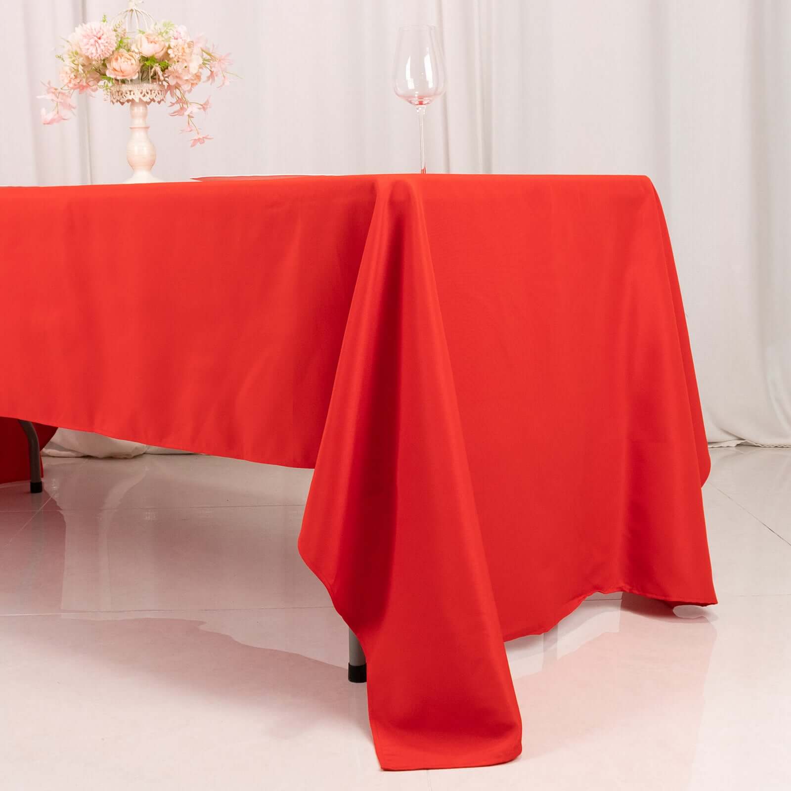 Hot Deal! Red 60x126 Rectangle Premium Polyester Stain-Resistant 220GSM Tablecloth