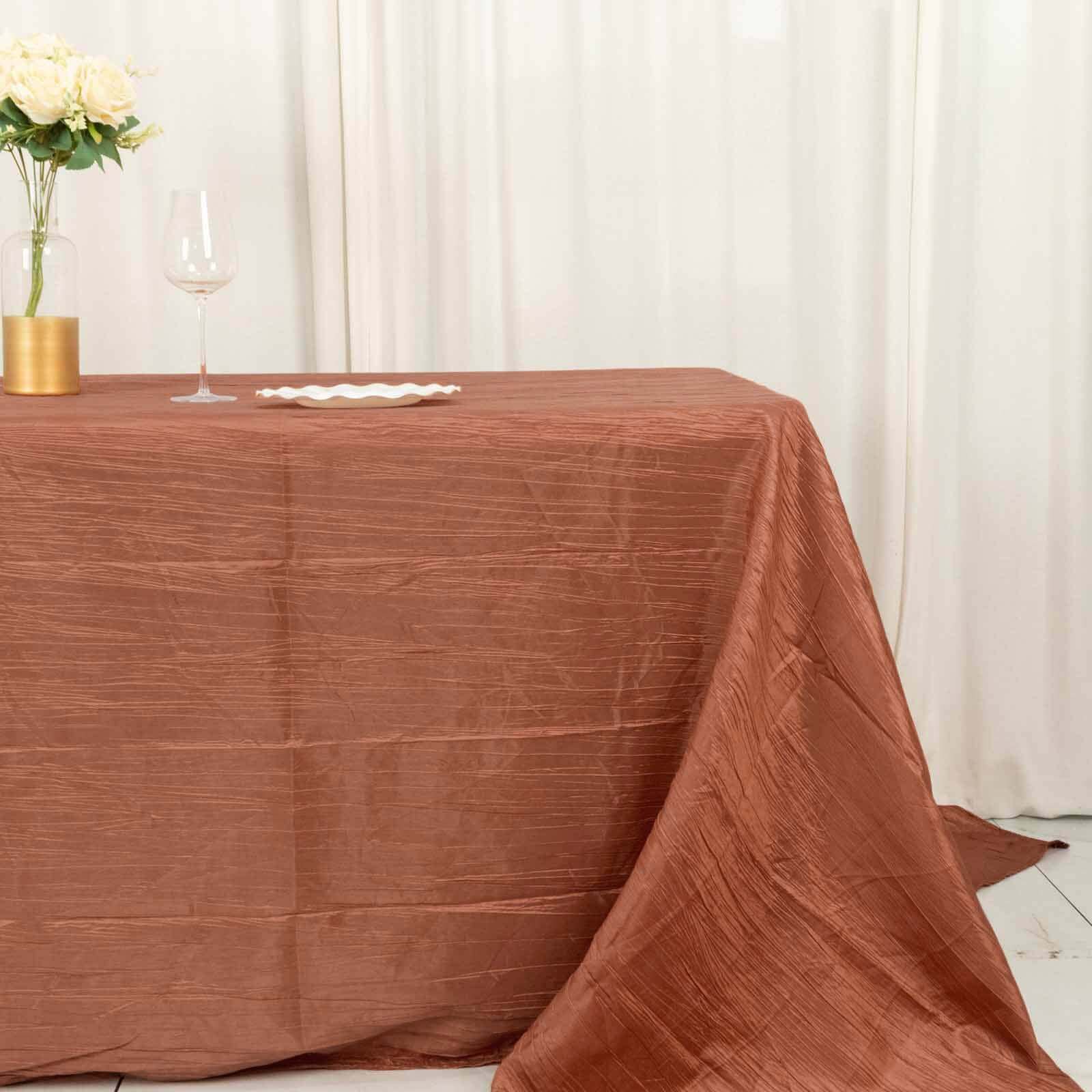 Seamless Accordion Crinkle Taffeta Tablecloth - Terracotta (Rust), 90x132