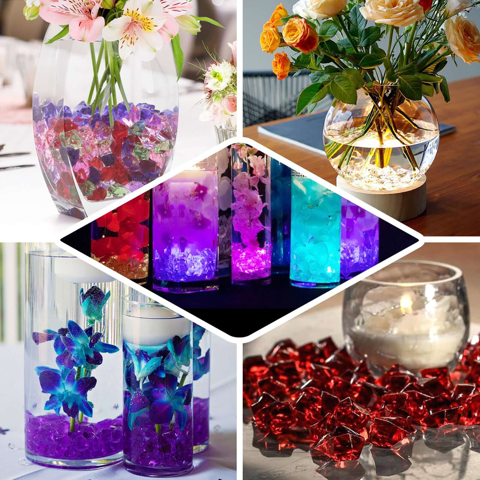 300 Pcs Large Clear Acrylic Ice Bead Vase Fillers - Ideal for Event Decor & DIY Crafts