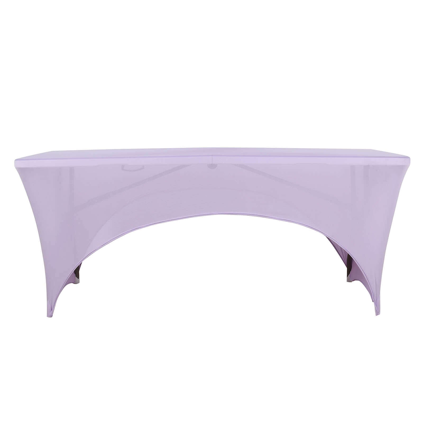 Durable 6ft Lavender Lilac Spandex Stretch Rectangle Tablecloth for Events