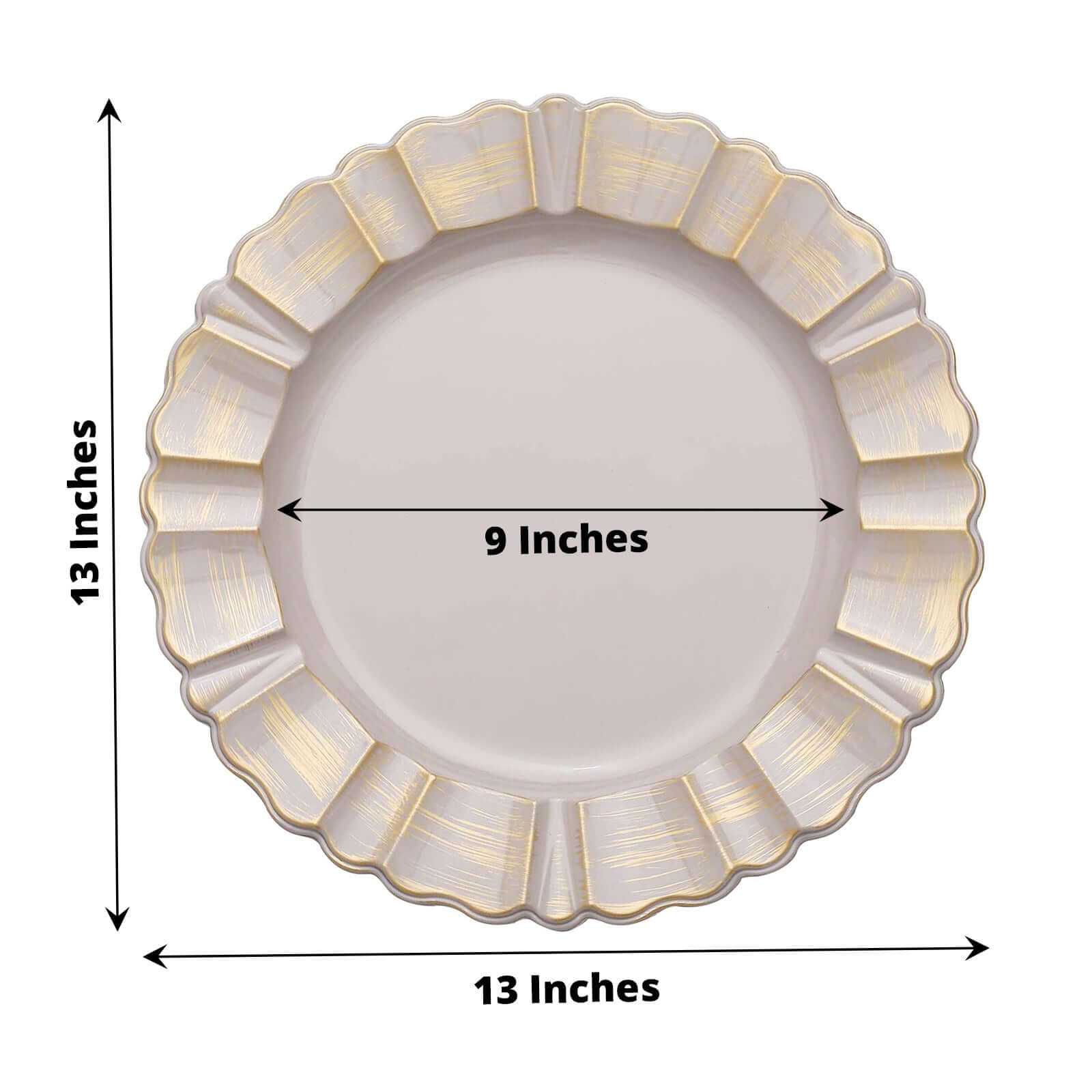 Hot Deal! 6-Pack 13-Inch Nude Taupe Acrylic Round Charger Plates with Gold Brushed Wavy Scalloped Rim for Dinner Parties